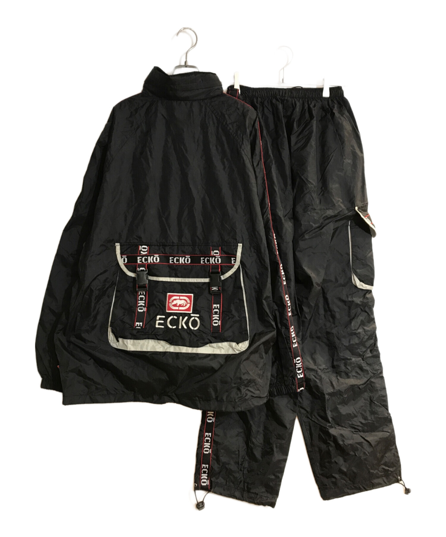 ECKO (エコー) オールド マルチギミック セットアップジャージ ブラック×レッド サイズ:L