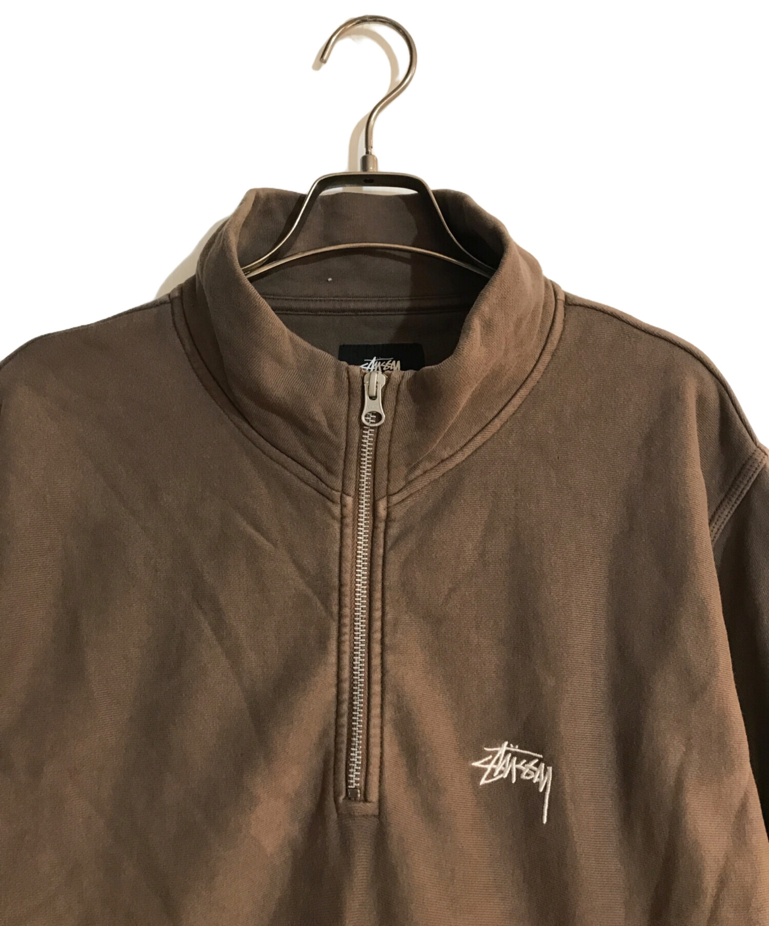 stussy (ステューシー) LOGO HALF ZIP SWEAT/ロゴハーフジップスウェット ブラウン サイズ:M