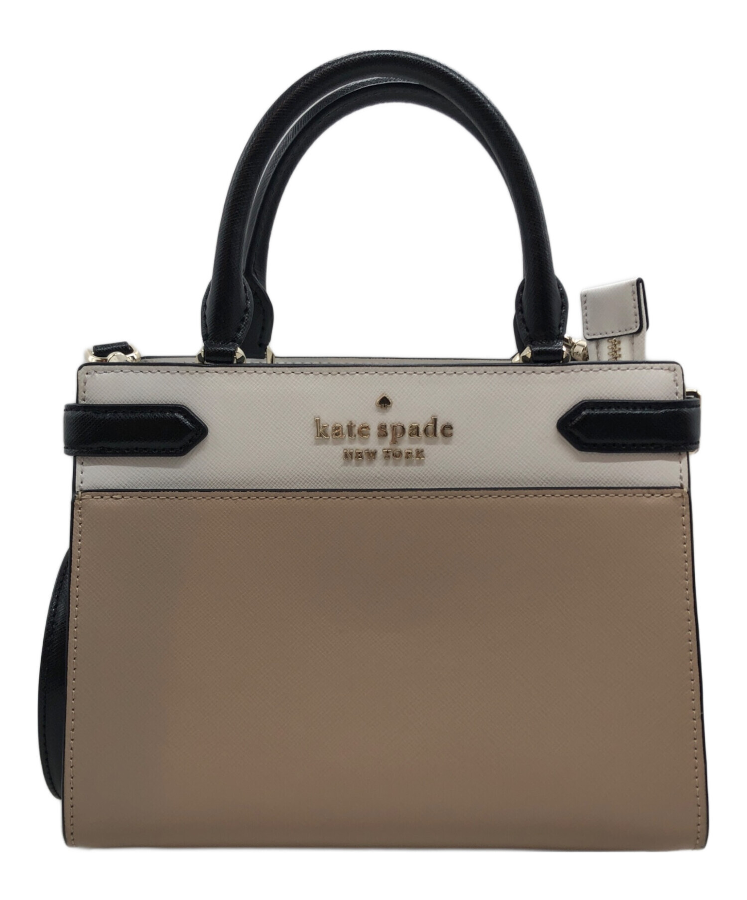 Kate Spade (ケイトスペード) ステイシー カラーブロック スモール サッチェル バッグ ベージュ