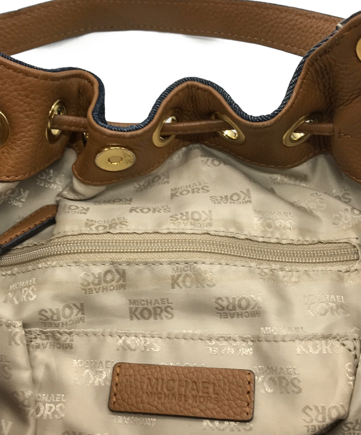 MICHAEL KORS (マイケルコース) デニム巾着トートバッグ ネイビー