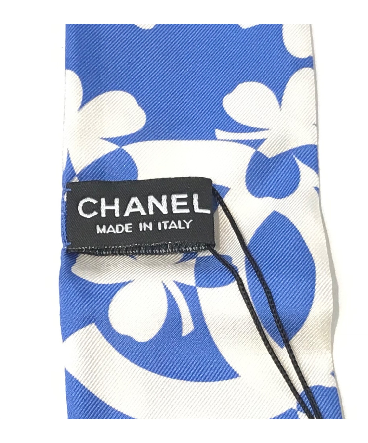 CHANEL (シャネル) ココマーククローバーツイリースカーフ ブルー 未使用品