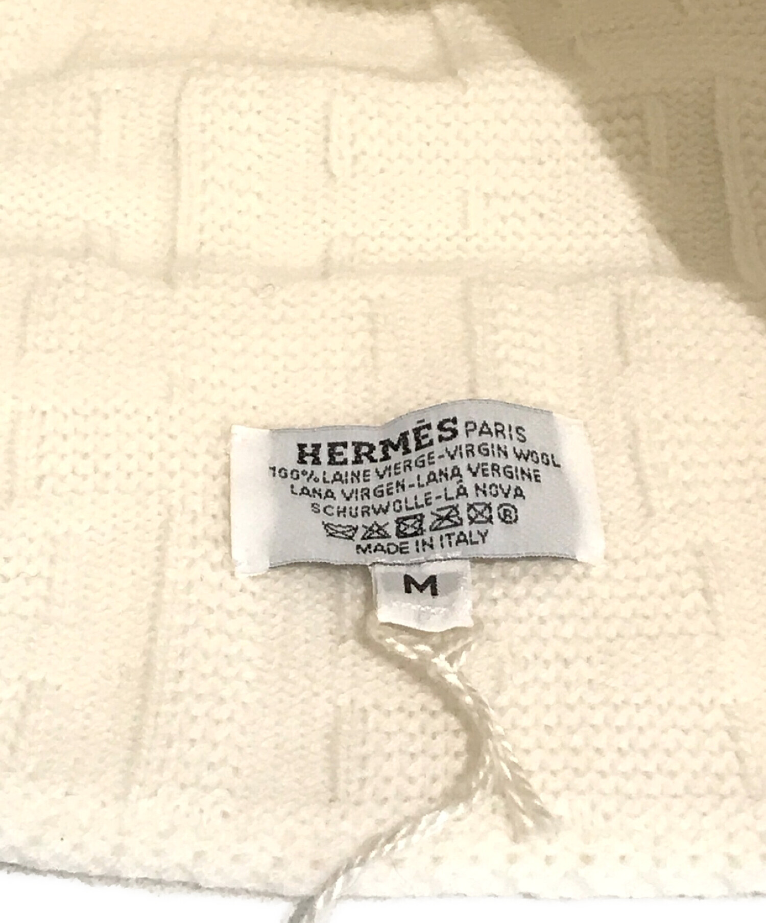 HERMES (エルメス) ニット帽 ホワイト サイズ:M