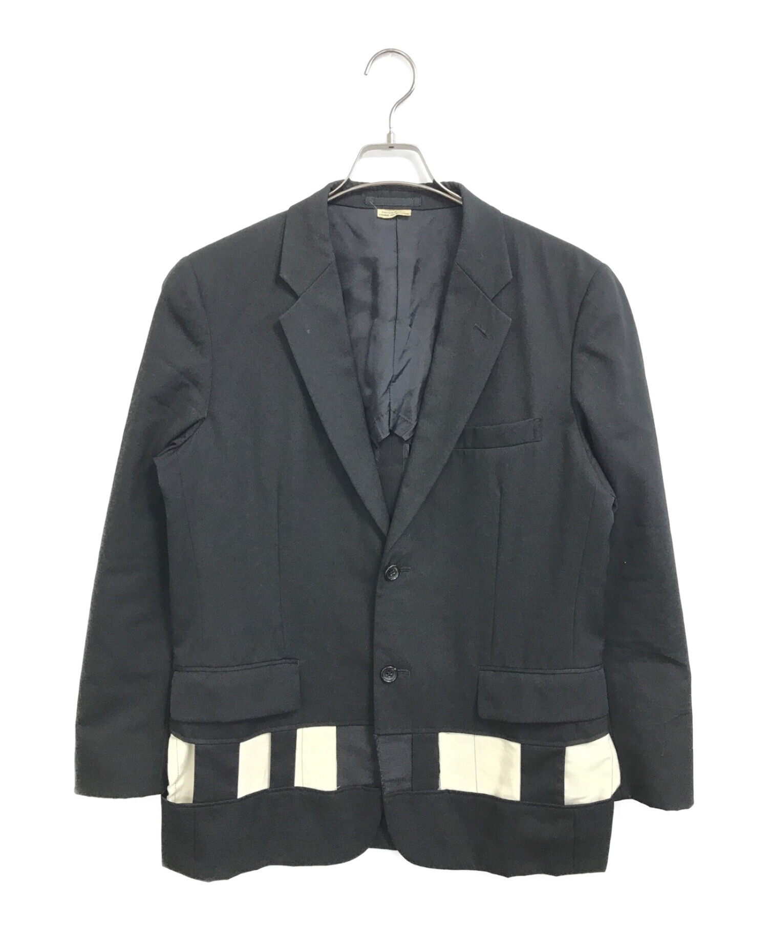 COMME des GARCONS HOMME PLUS (コムデギャルソンオムプリュス) デザインカットテーラードジャケット ブラック サイズ:M