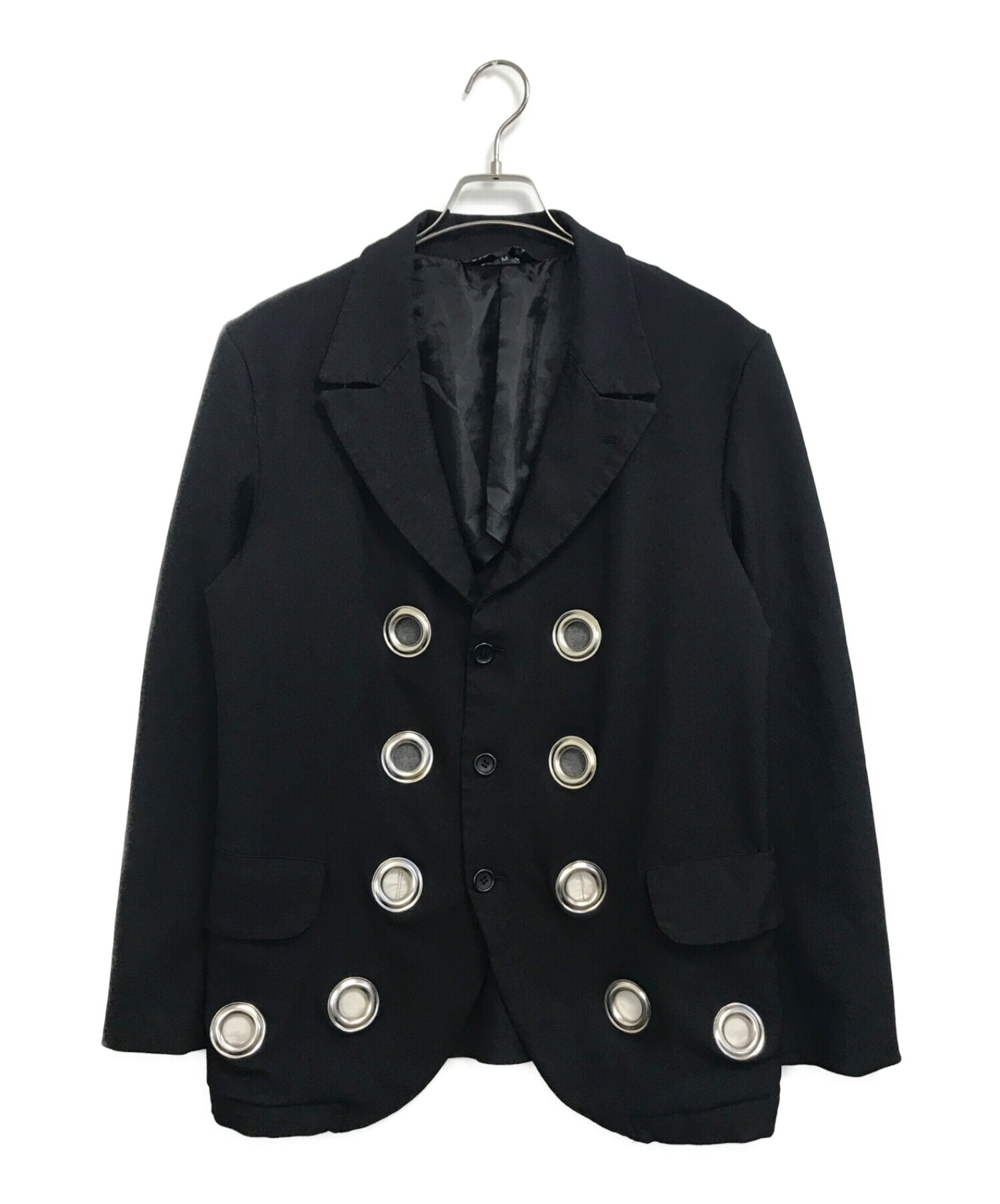 BLACK COMME des GARCONS (ブラックコムデギャルソン) 製品染めハトメデザイン4Bジャケット ブラック サイズ:M