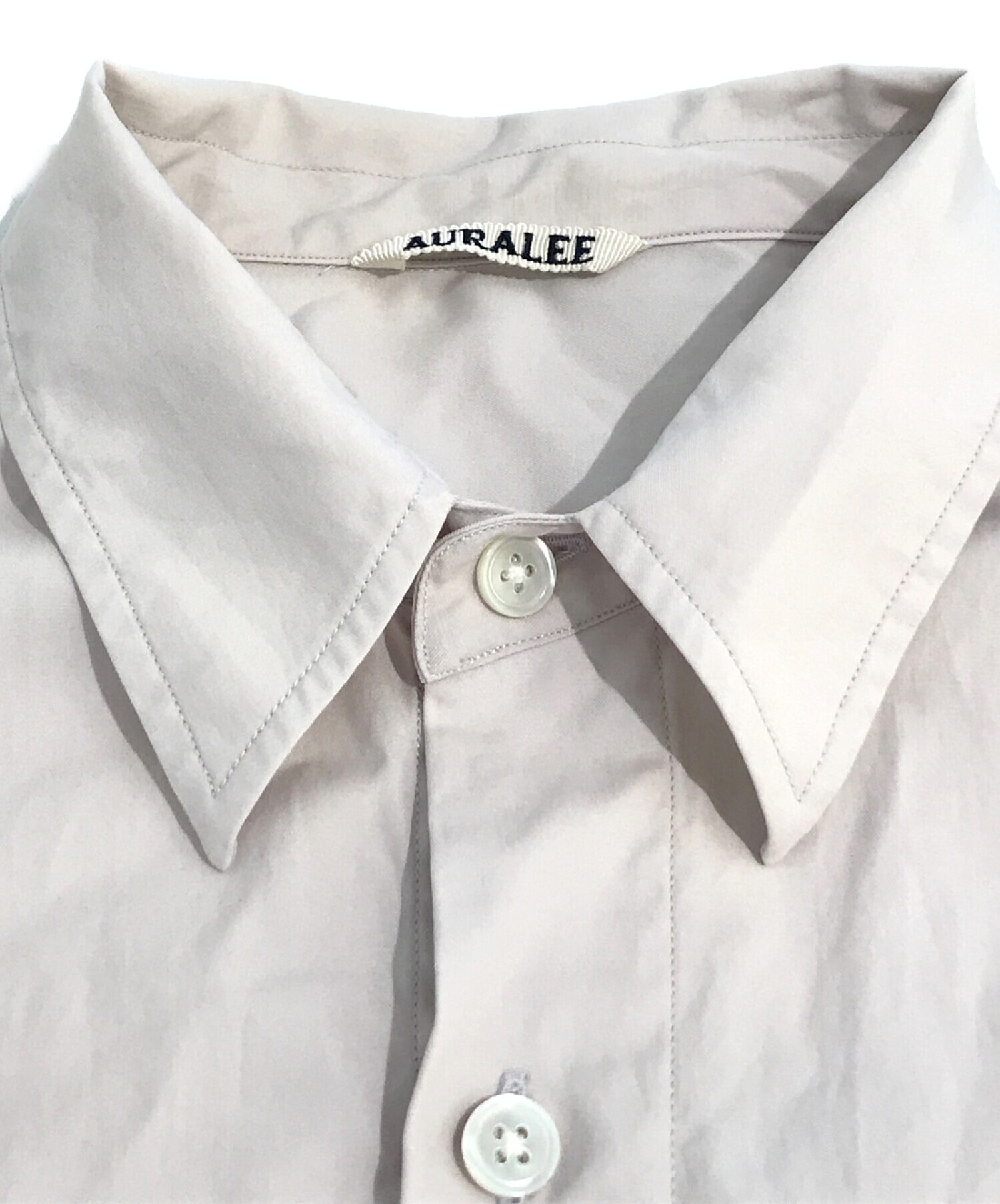 AURALEE (オーラリー) WASHED FINX TWILL HALF SLEEVED BIG SHIRTS ピンク サイズ:4