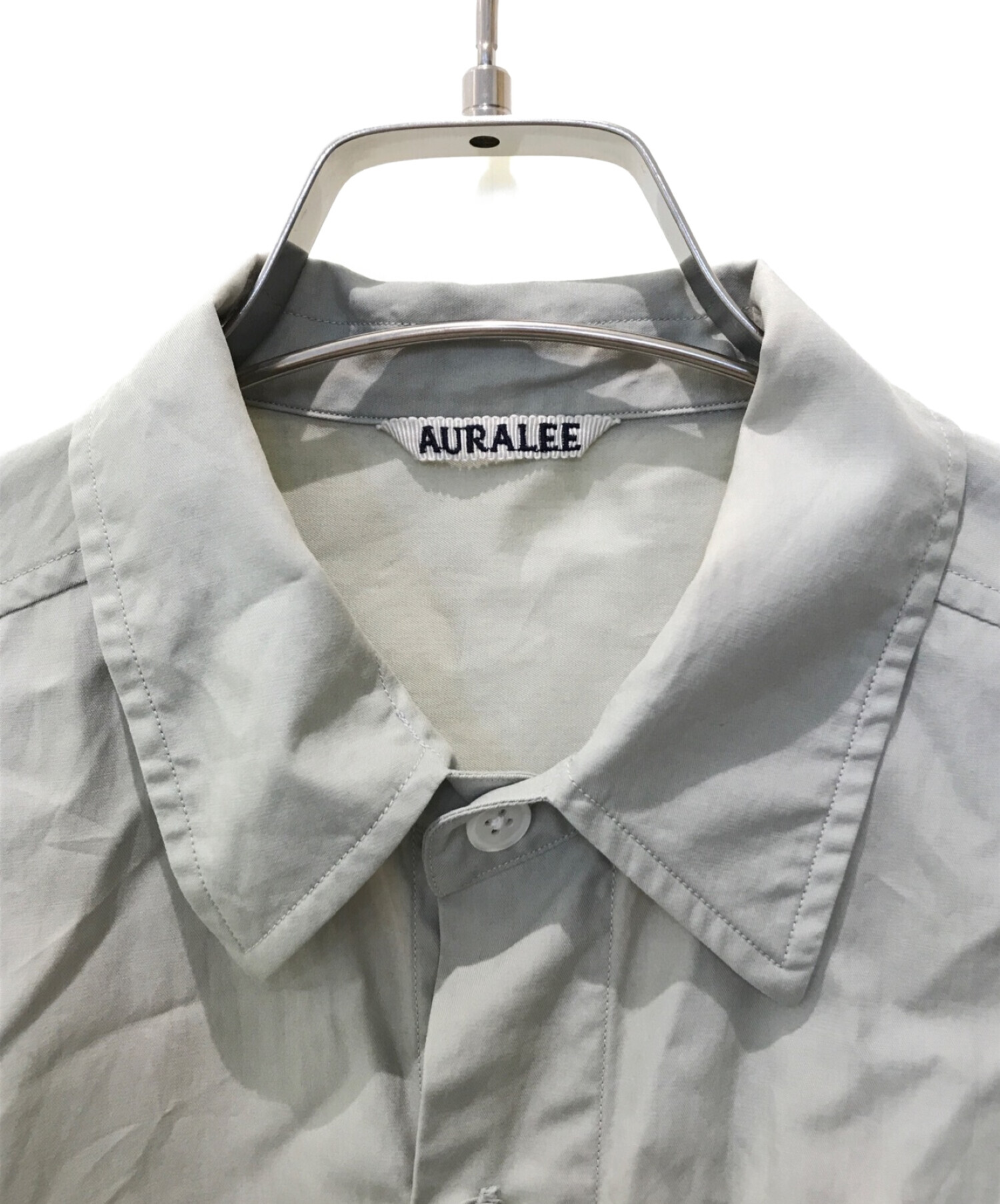 AURALEE (オーラリー) WASHED FINX TWILL HALF SLEEVED BIG SHIRTS グリーン サイズ:4