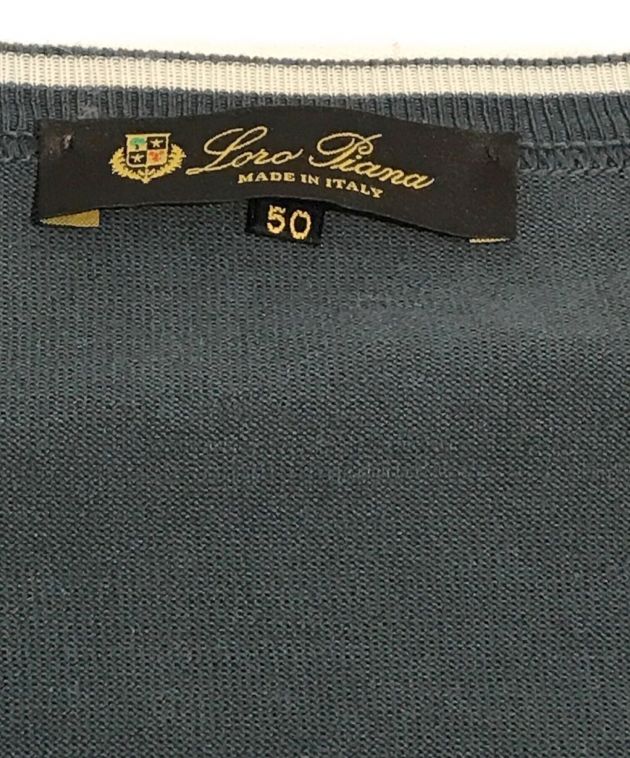 LORO PIANA (ロロピアーナ) Vネックコットンニット ネイビー サイズ:50