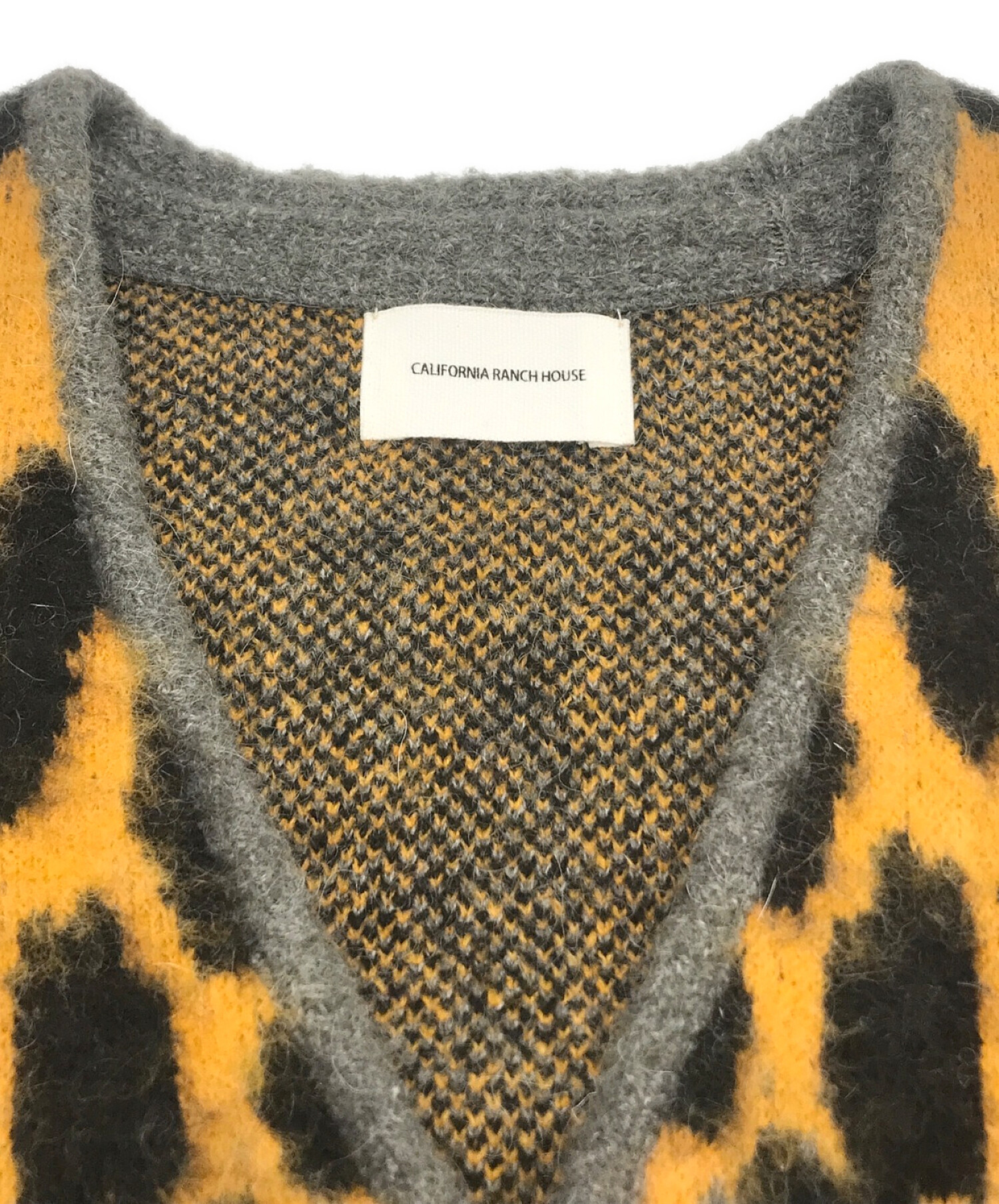 CALIFORNIA RANCH HOUSE (カリフォルニアランチハウス) レオパード柄モヘア混ウールニット CRH JQDMOHAIR  CARDIGAN オレンジ サイズ:L