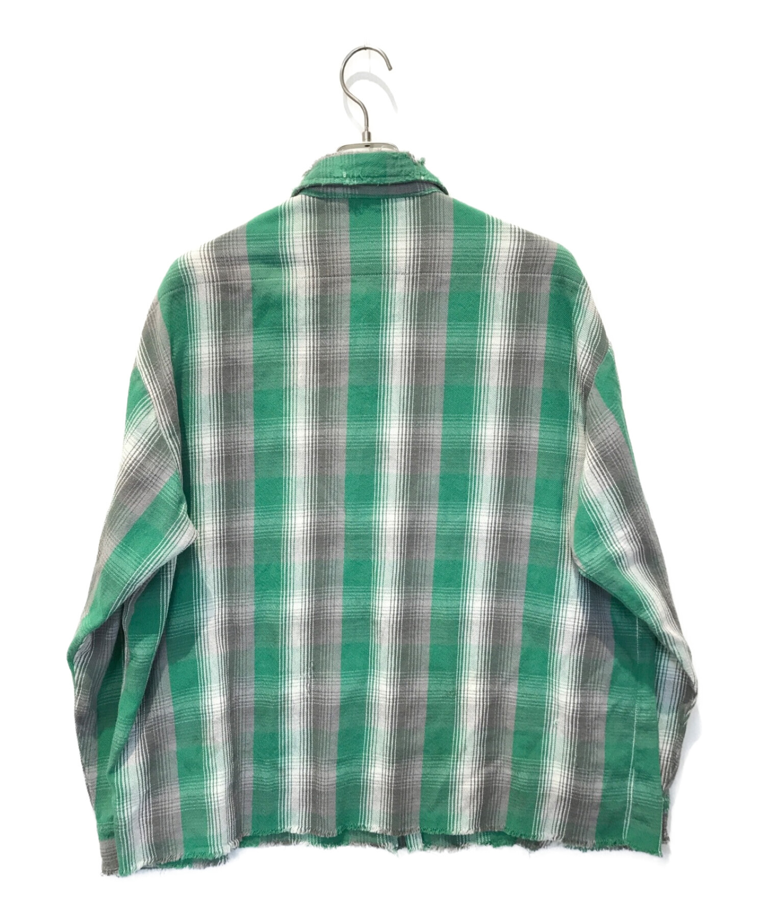 SAINT MICHAEL (セントマイケル) SA FLANNEL SHIRT/CHECK グリーン×グレー サイズ:S