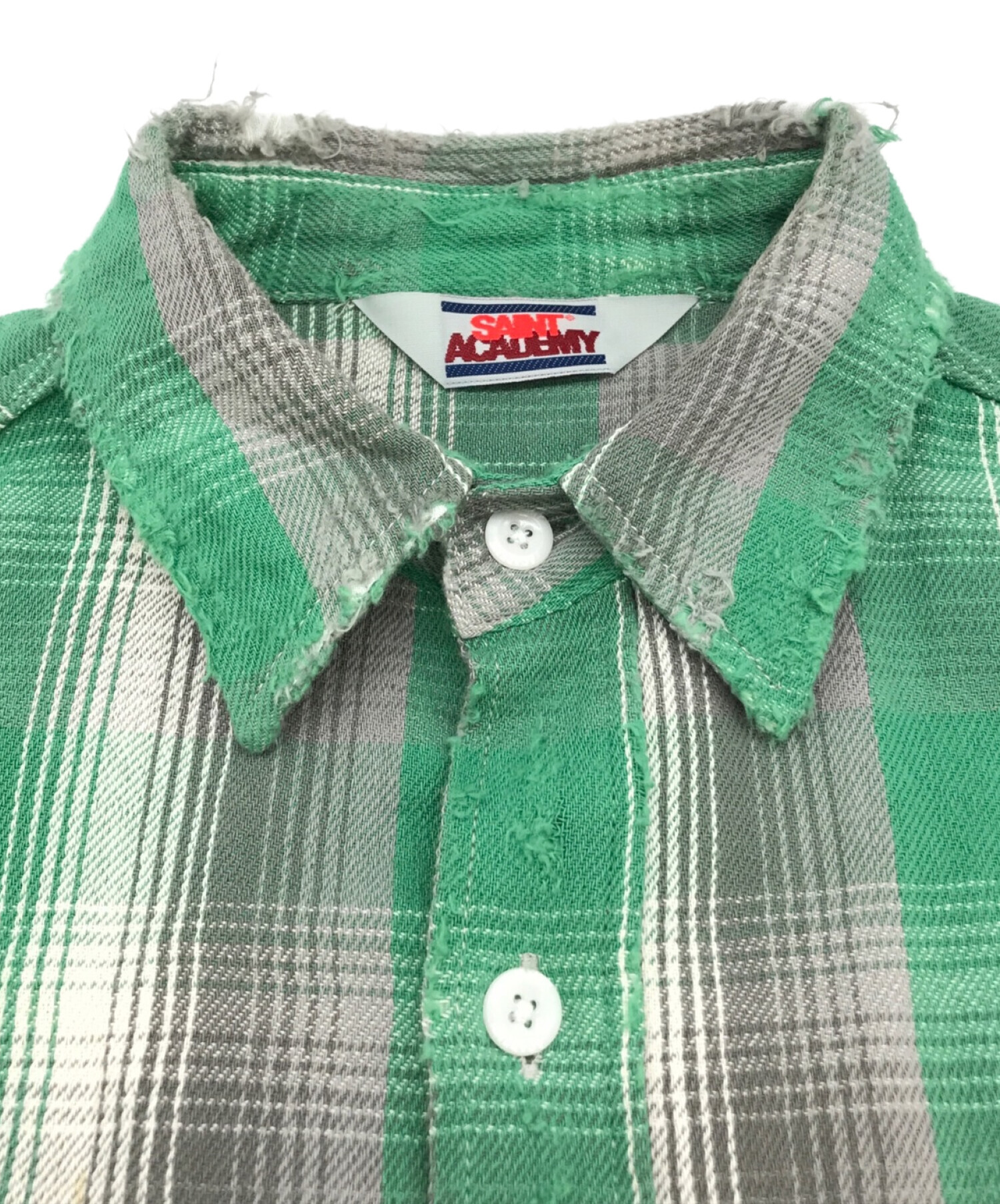 SAINT MICHAEL (セントマイケル) SA FLANNEL SHIRT/CHECK グリーン×グレー サイズ:S