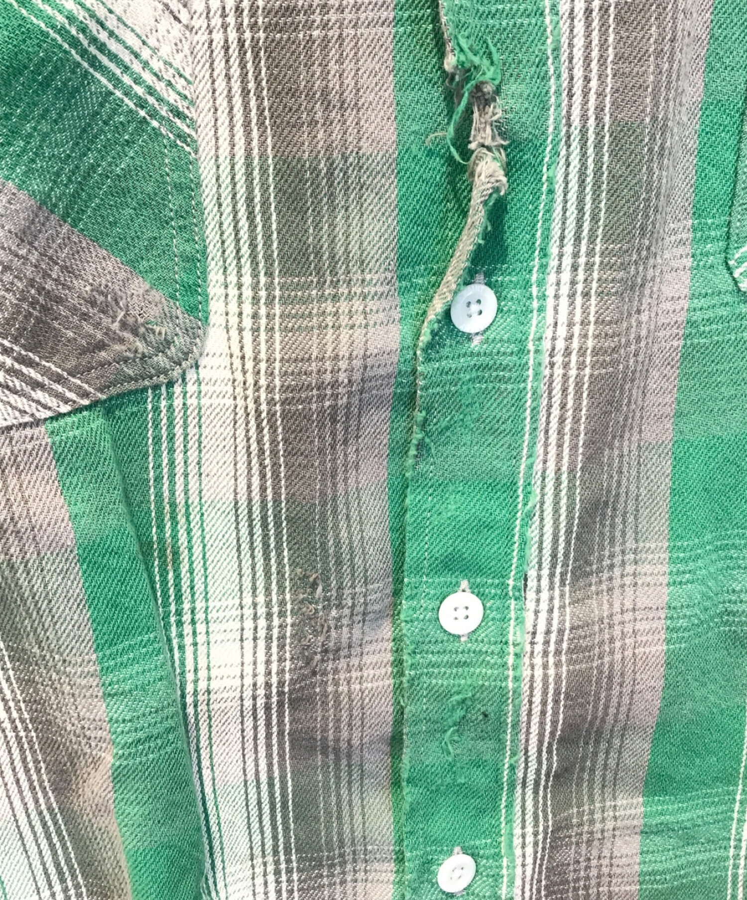 SAINT MICHAEL (セントマイケル) SA FLANNEL SHIRT/CHECK グリーン×グレー サイズ:S