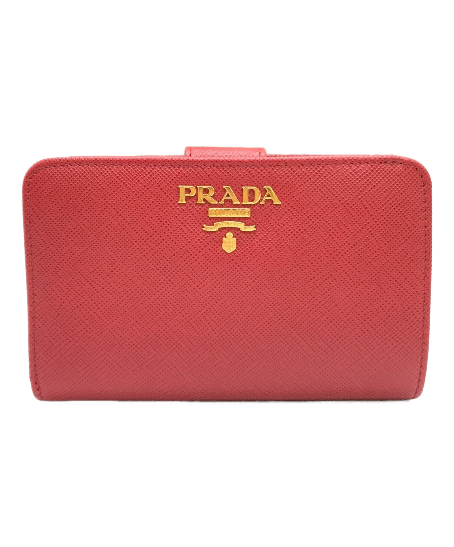 中古・古着通販】PRADA (プラダ) L字ファスナー 2つ折財布 レッド