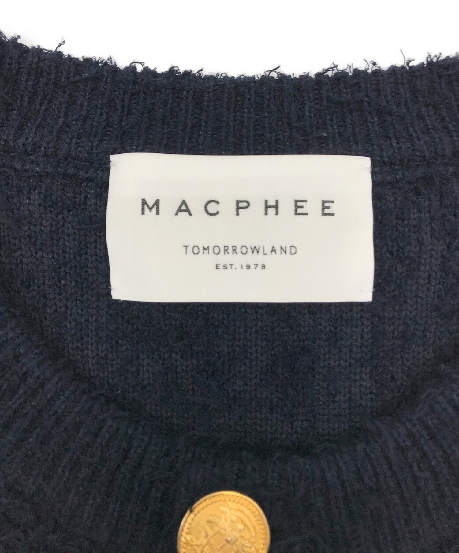 MACPHEE (マカフィー) ツイーディーラッフル クルーネックジレ ネイビー サイズ:S