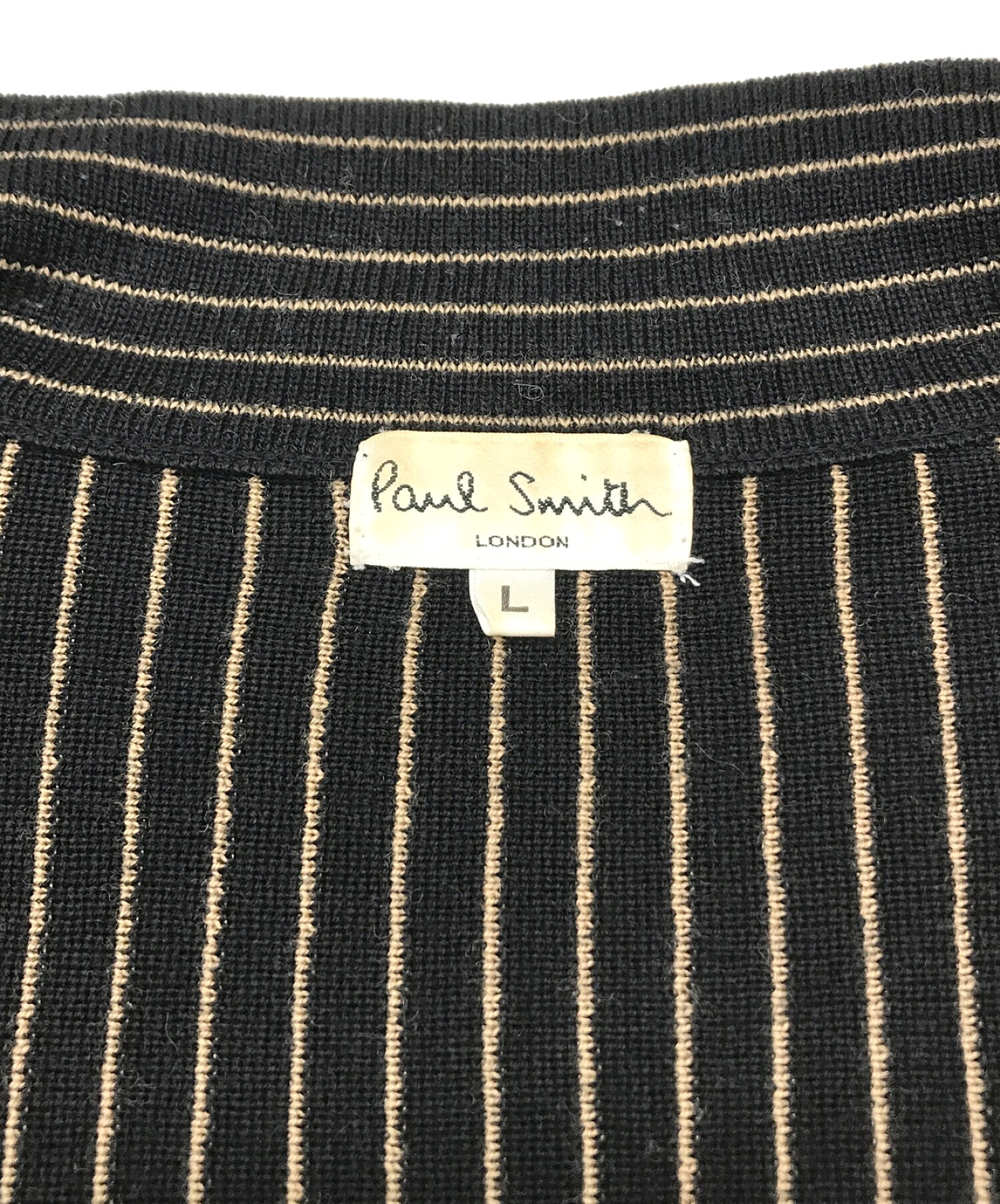 PAUL SMITH (ポールスミス) ストライプドライバーズニット ブラック サイズ:L