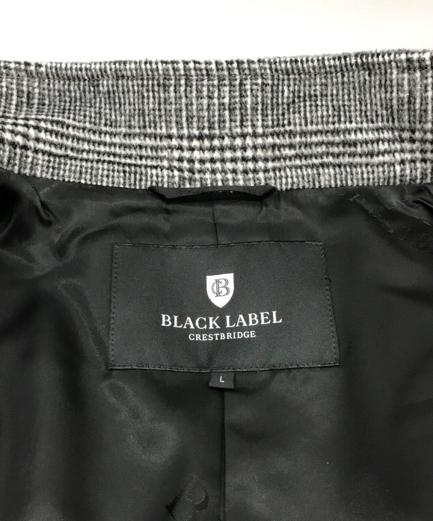 BLACK LABEL CRESTBRIDGE (ブラックレーベル クレストブリッジ) グレンチェックスタンドカラーコート グレー サイズ:L