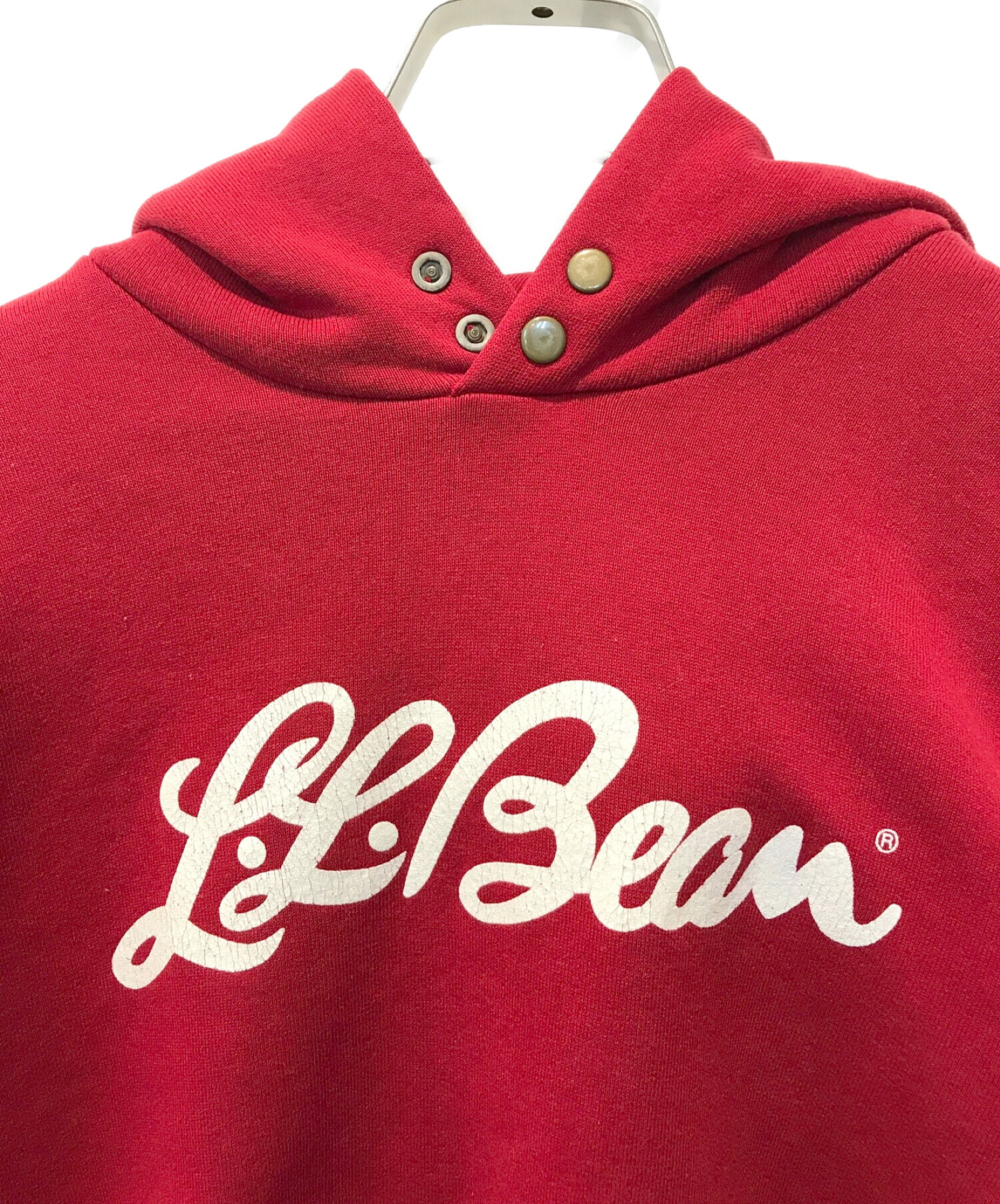 L.L.Bean (エルエルビーン) RUSSELL ATHLETIC (ラッセルアスレチック) 筆記体ロゴプリントパーカー レッド サイズ:XL