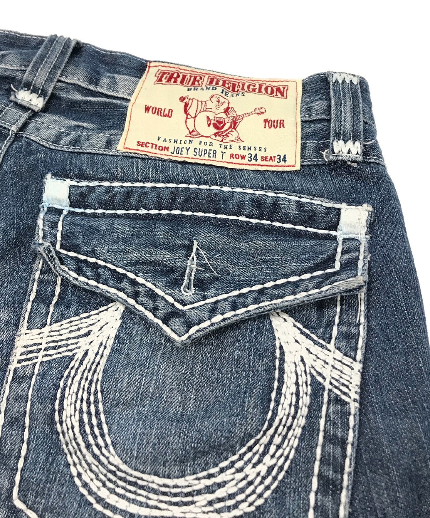 90s 古着 TRUE RELIGION デニム ひ ダメージデニム ヒゲパンツ