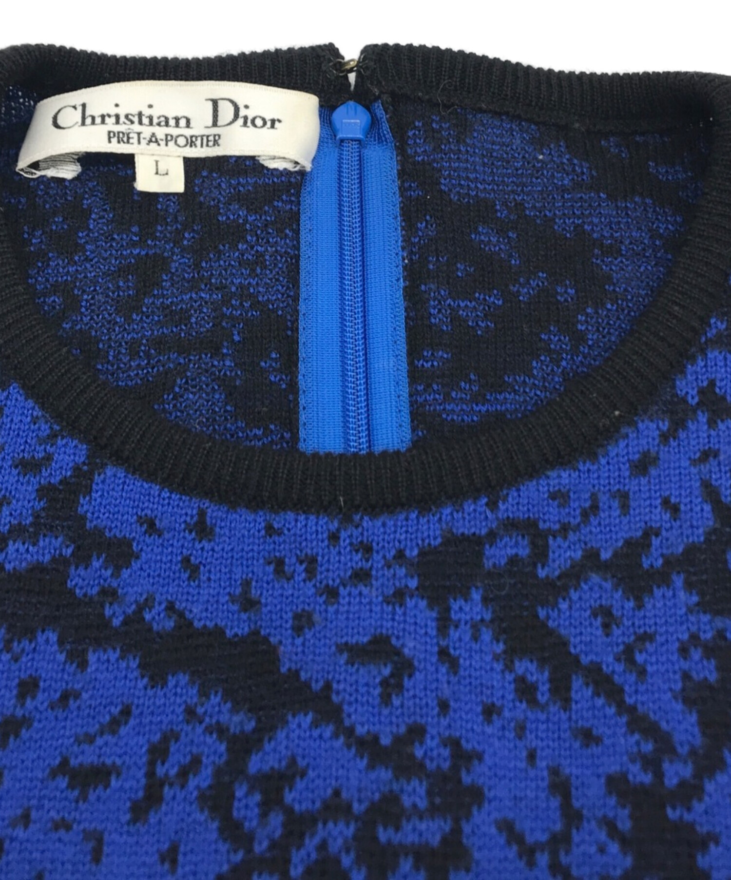 中古・古着通販】Christian Dior (クリスチャン ディオール) ニットワンピース ブルー サイズ:L｜ブランド・古着通販  トレファク公式【TREFAC FASHION】スマホサイト