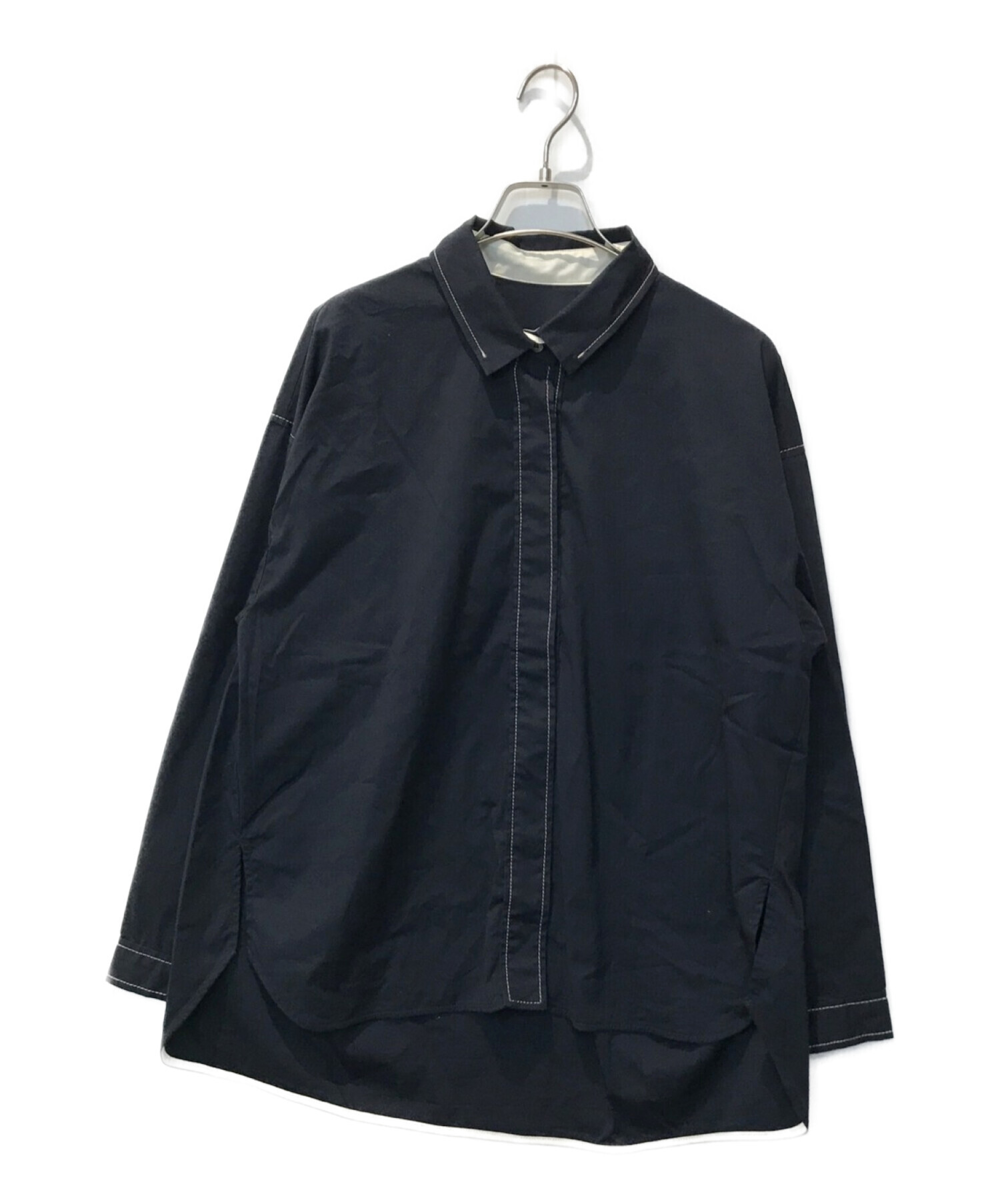 TRUNK HIROKO KOSHINO (トランク ヒロコ コシノ) ステッチデザインビッグシャツ ネイビー サイズ:38