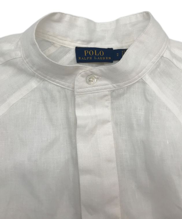 POLO RALPH LAUREN (ポロ・ラルフローレン) リネンバンドカラーシャツ ホワイト サイズ:2