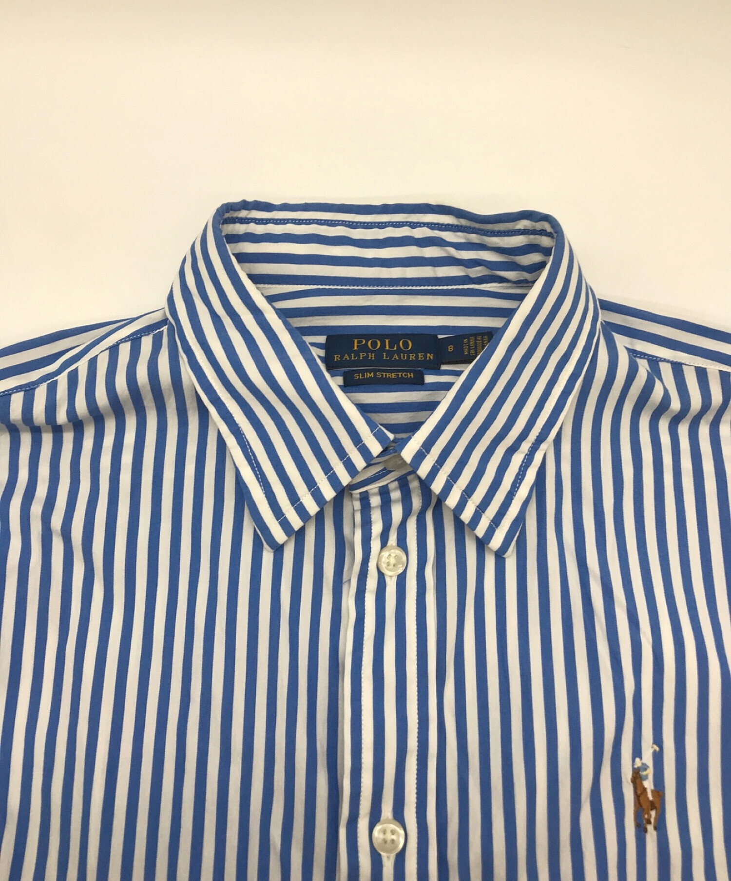 POLO RALPH LAUREN (ポロ・ラルフローレン) ストライプシャツ ブルー サイズ:8