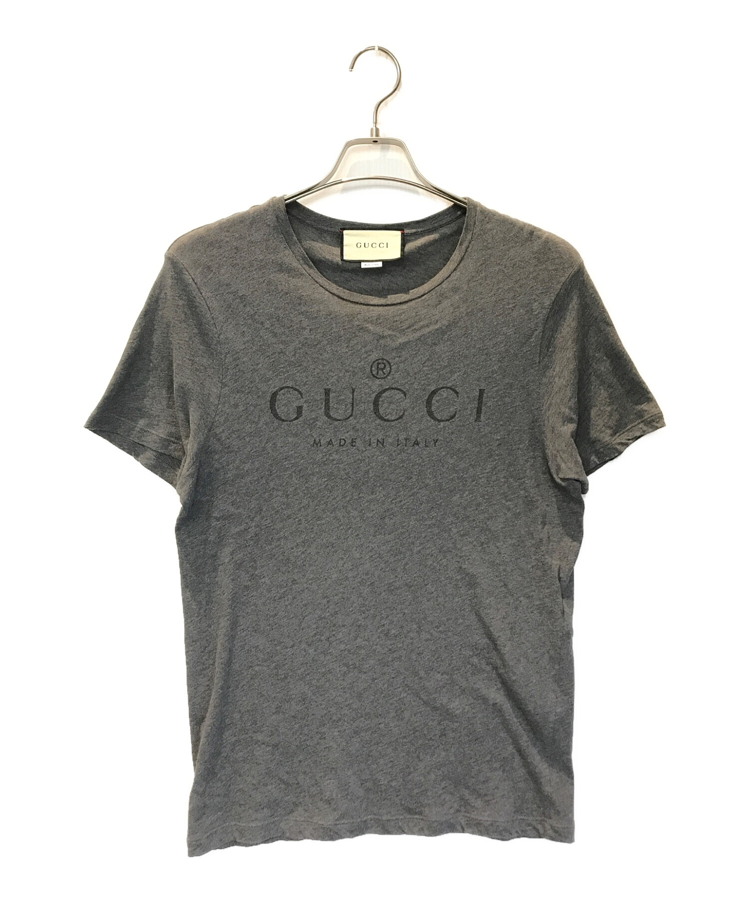 GUCCI (グッチ) ロゴプリントTシャツ グレー サイズ:L