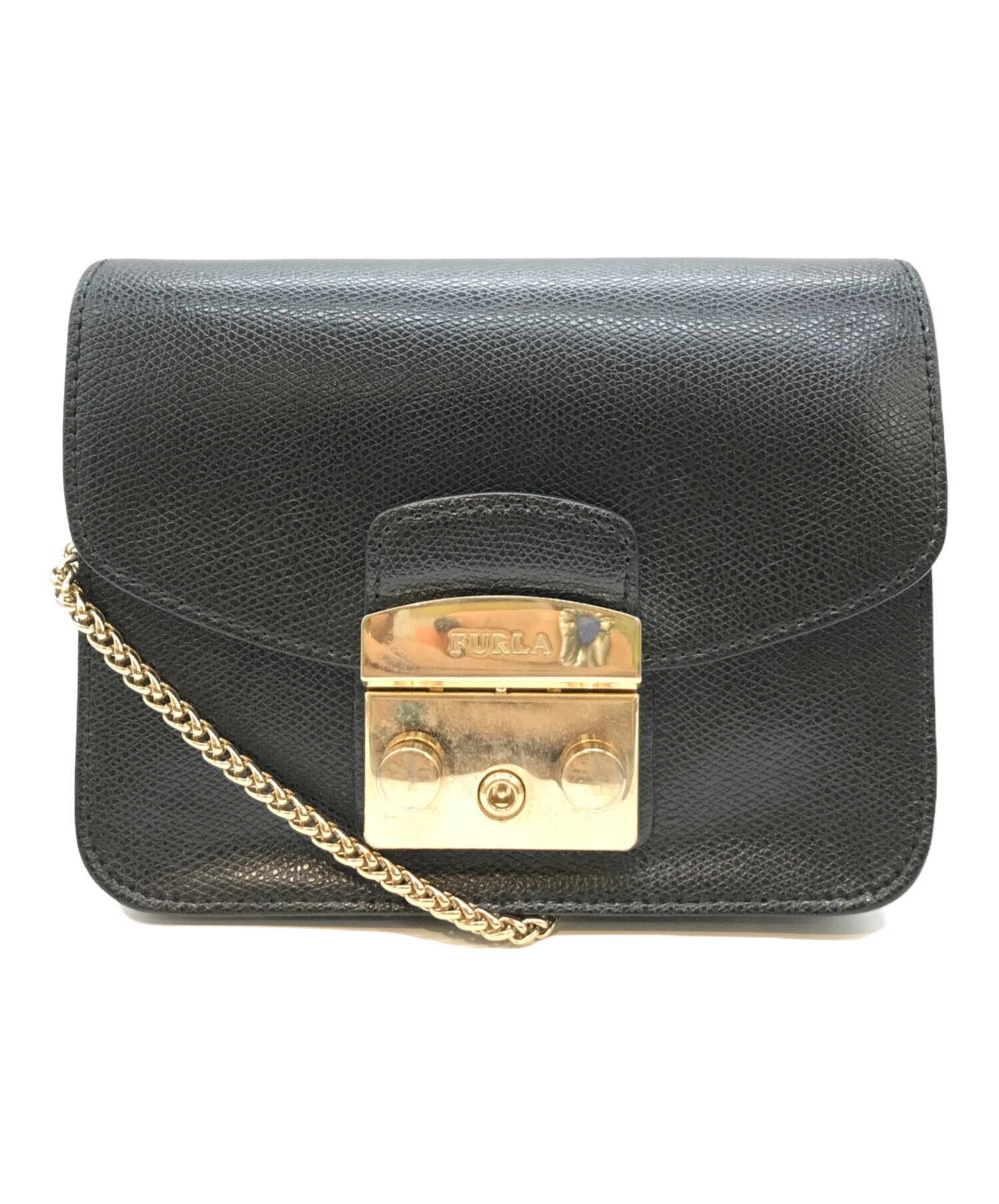 中古・古着通販】FURLA (フルラ) メトロポリスカスタム フラップチェーンショルダーバッグ 268572 ブラック｜ブランド・古着通販  トレファク公式【TREFAC FASHION】スマホサイト