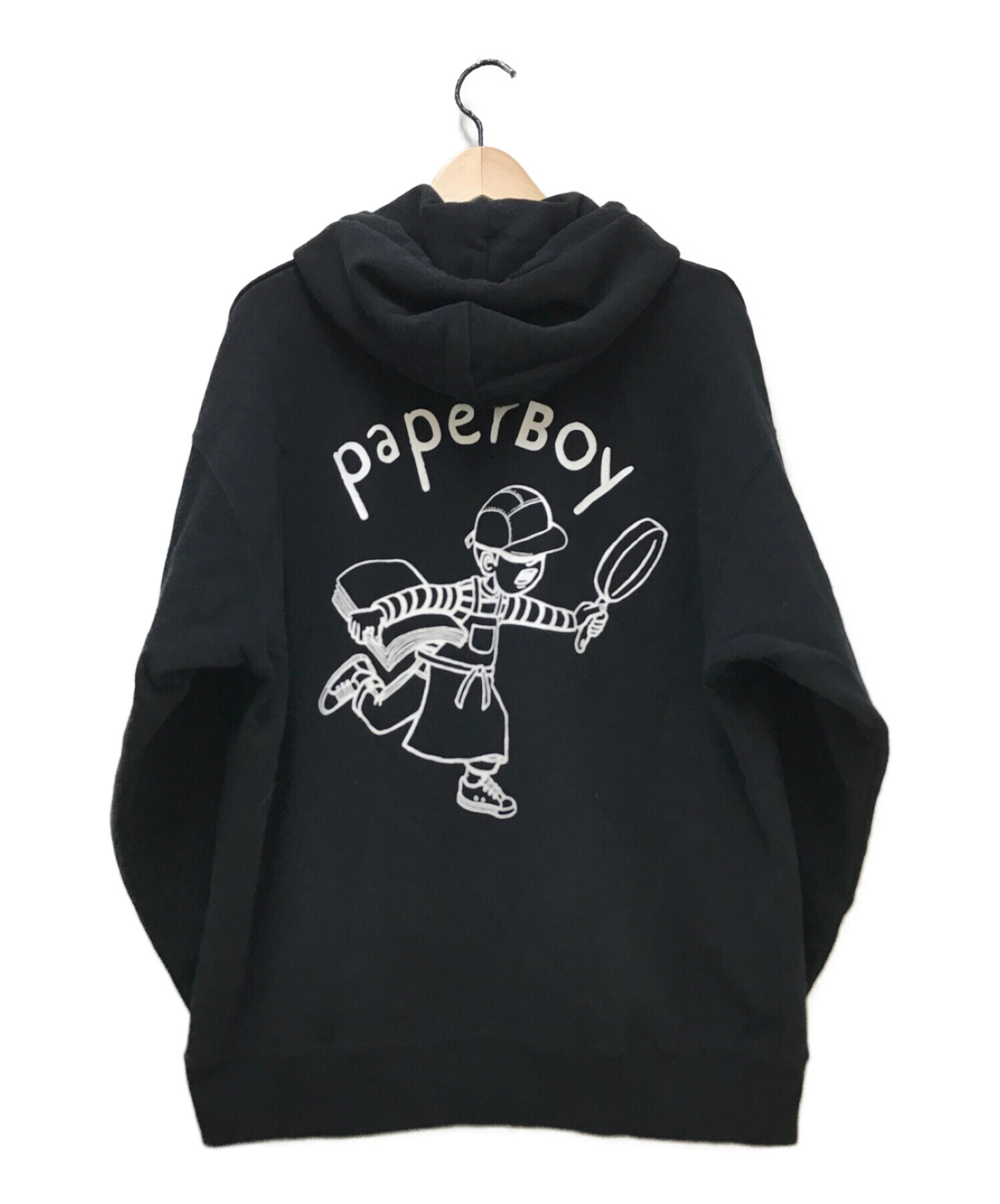 BEAMS × paperboy (ビームス×ペーパーボーイ) 目玉焼きプリントパーカー ブラック サイズ:M