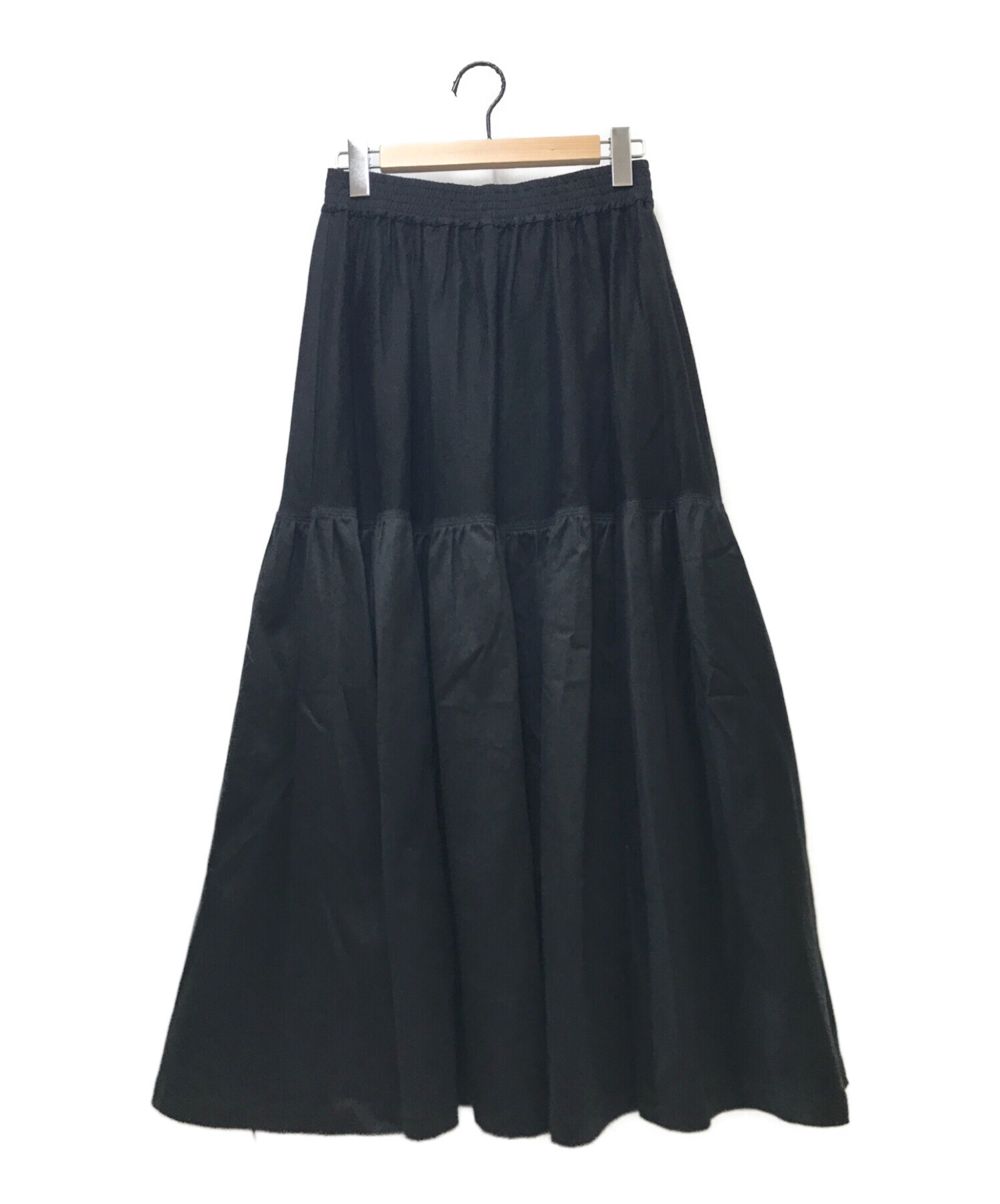 カラーブラック☆HAVERSACK☆ハバーサック　モールスキンサテンスカート　ロングスカート