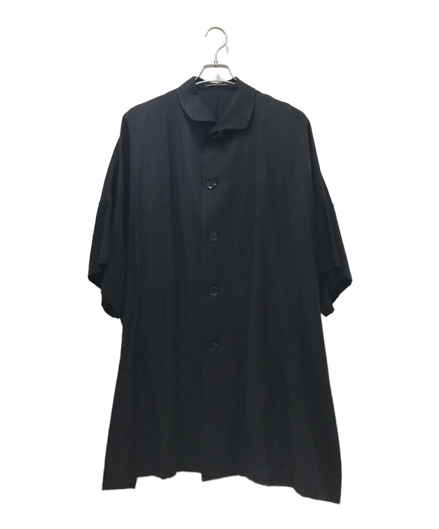 yohji yamamoto+Noir (ヨウジヤマモトプリュスノアール) リネン混オーバーシャツ ブラック サイズ:1