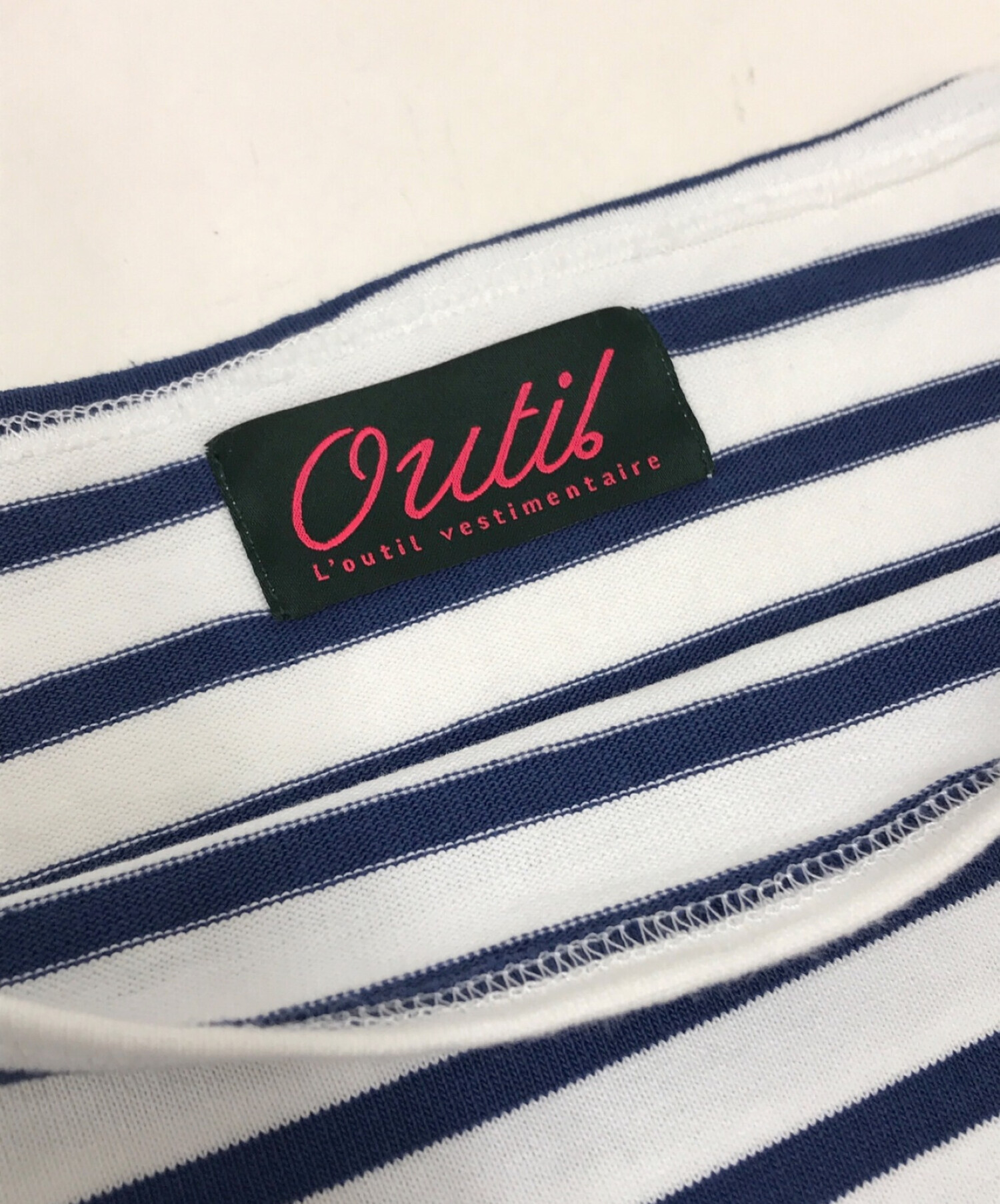 OUTIL (ウティ) オーバーサイズバスクシャツ/TRICOT AAST[WHT - BLUE] ブルー サイズ:2