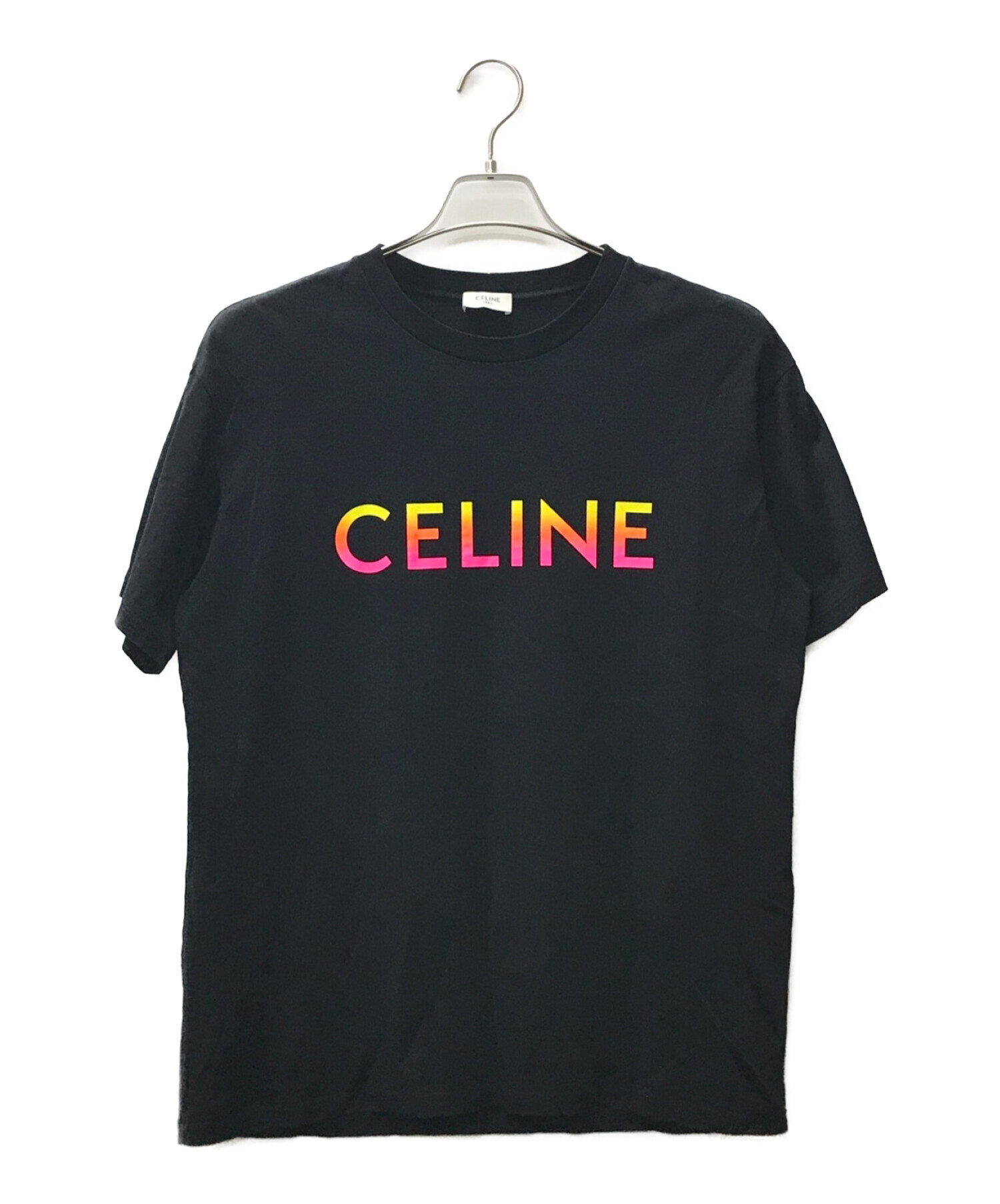CELINE (セリーヌ) グラデーションロゴプリントTシャツ ブラック サイズ:XS