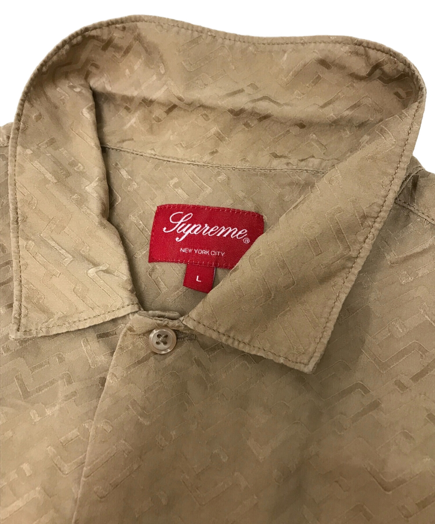 SUPREME (シュプリーム) 22SS Tonal Monogram Silk S/S Shirt ブラウン サイズ:L