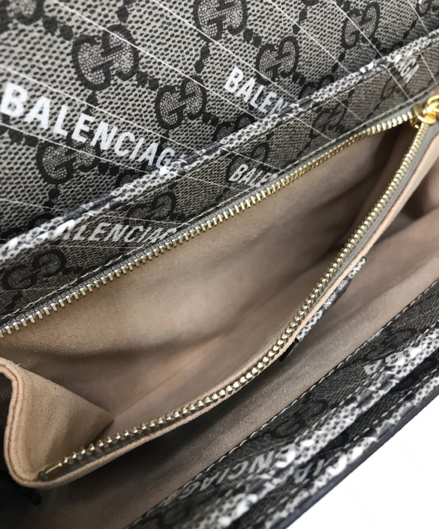 GUCCI×BALENCIAGA (グッチ×バレンシアガ) GGスプリームホースビットショルダーバッグ ブラウン