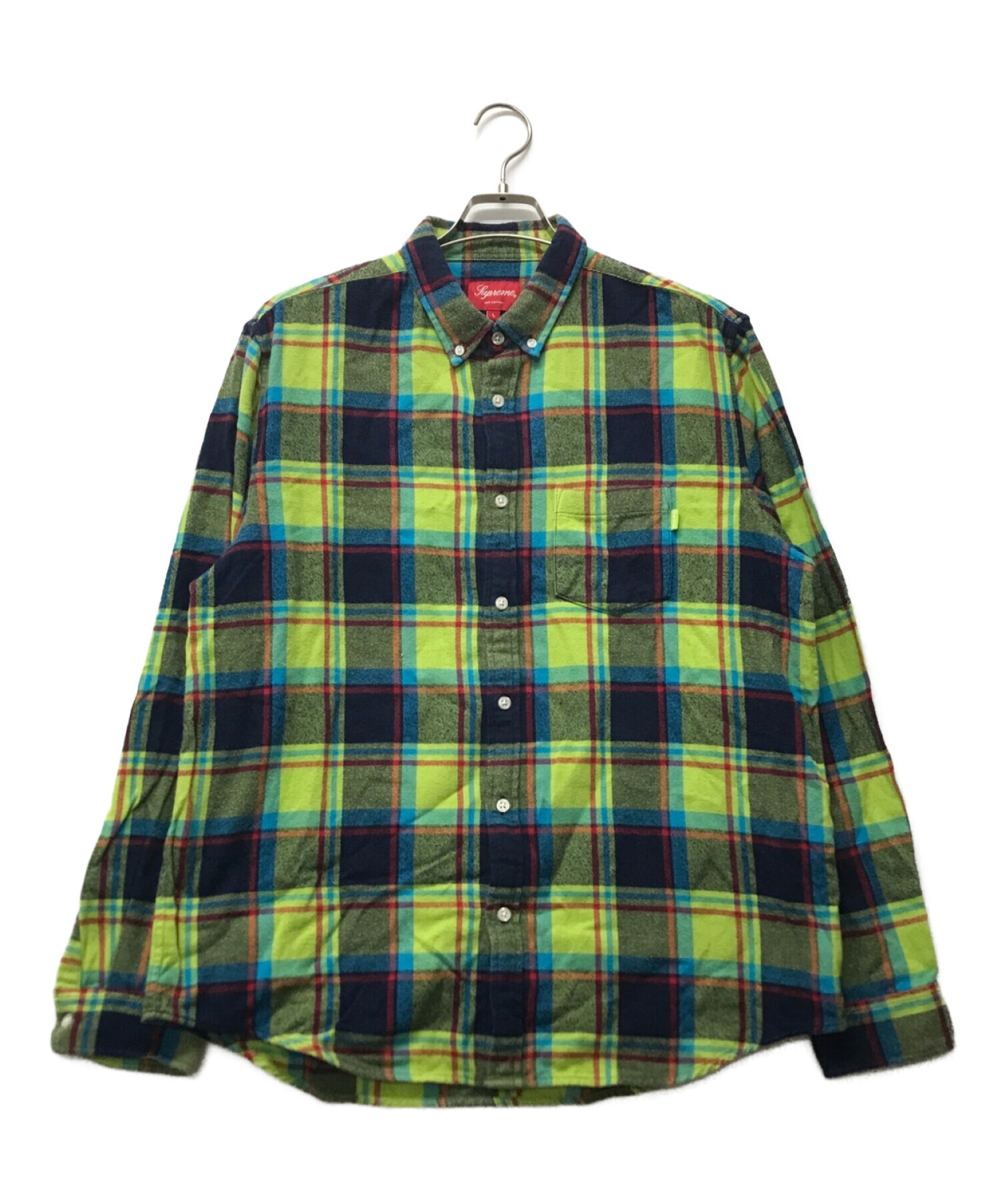 SUPREME (シュプリーム) ネルシャツ グリーン サイズ:L