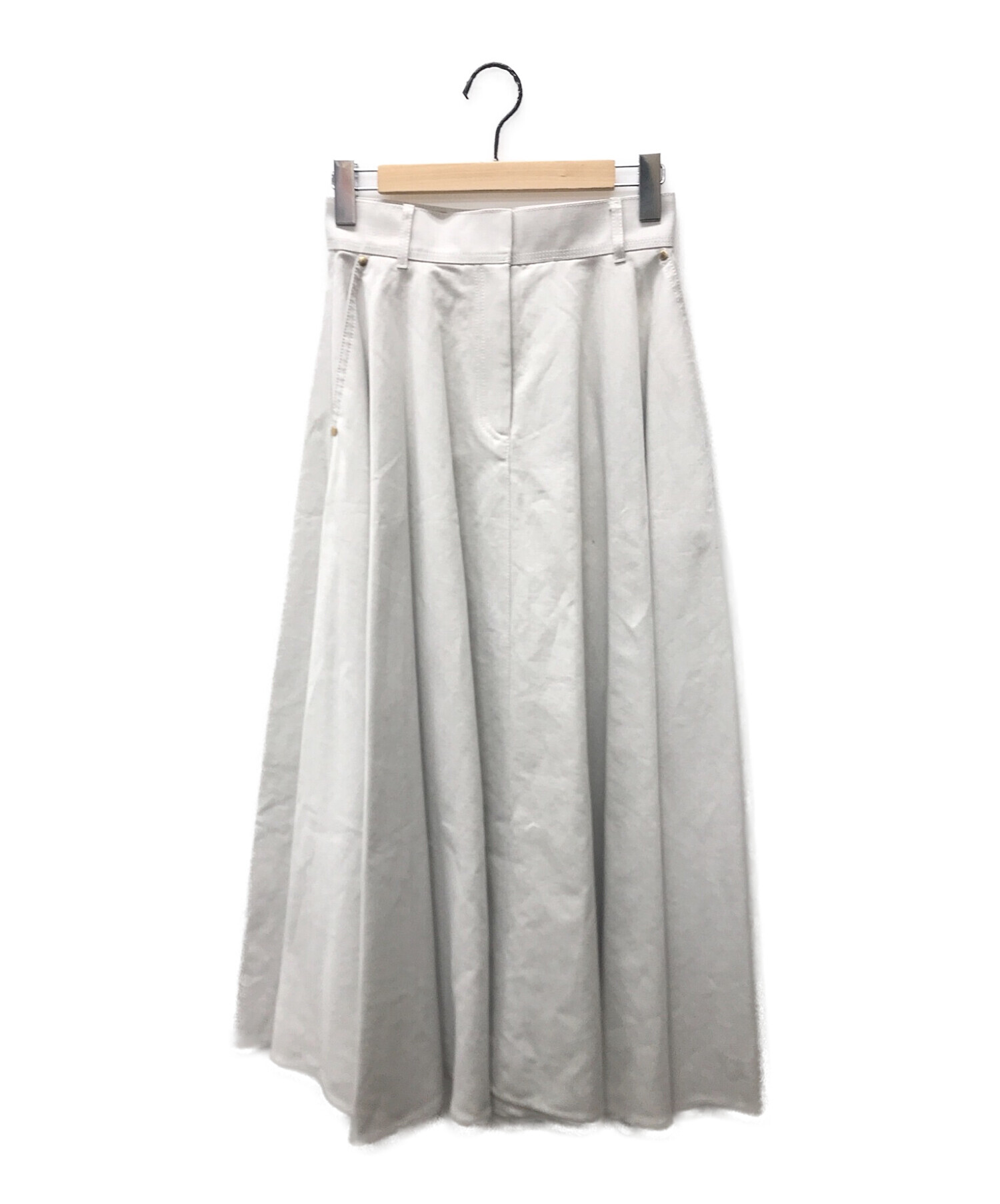 ebure（エブール）リネンコットンツイル フレアスカート　ホワイト36サイズロングスカート