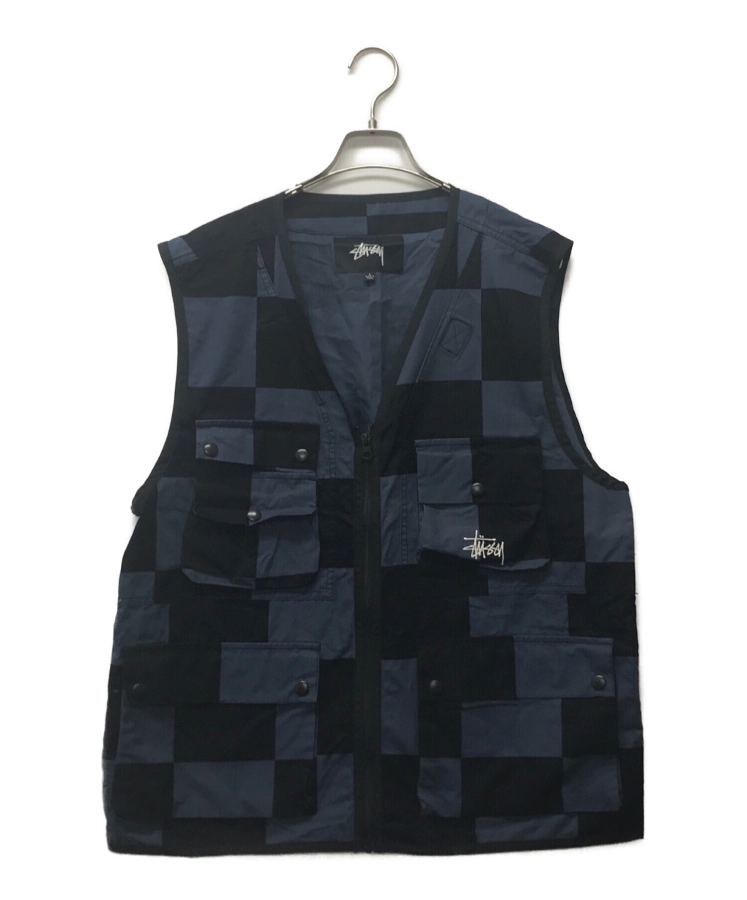 stussy (ステューシー) フラッグチェック Utility Vest ネイビー サイズ:L