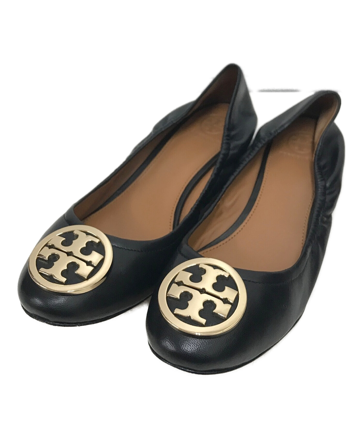 TORY BURCH (トリーバーチ) ナッパレザーバレエシューズ ブラック サイズ:7