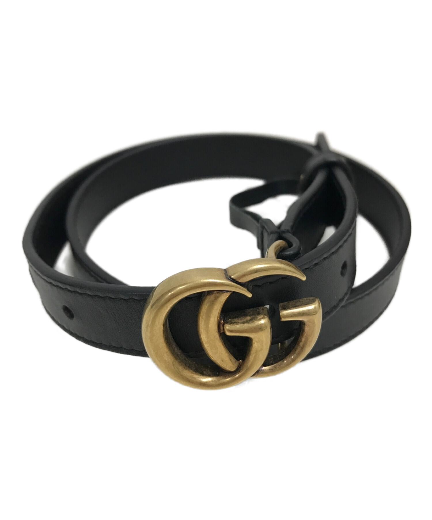 中古・古着通販】GUCCI (グッチ) GGマーモントスリムベルト ブラック