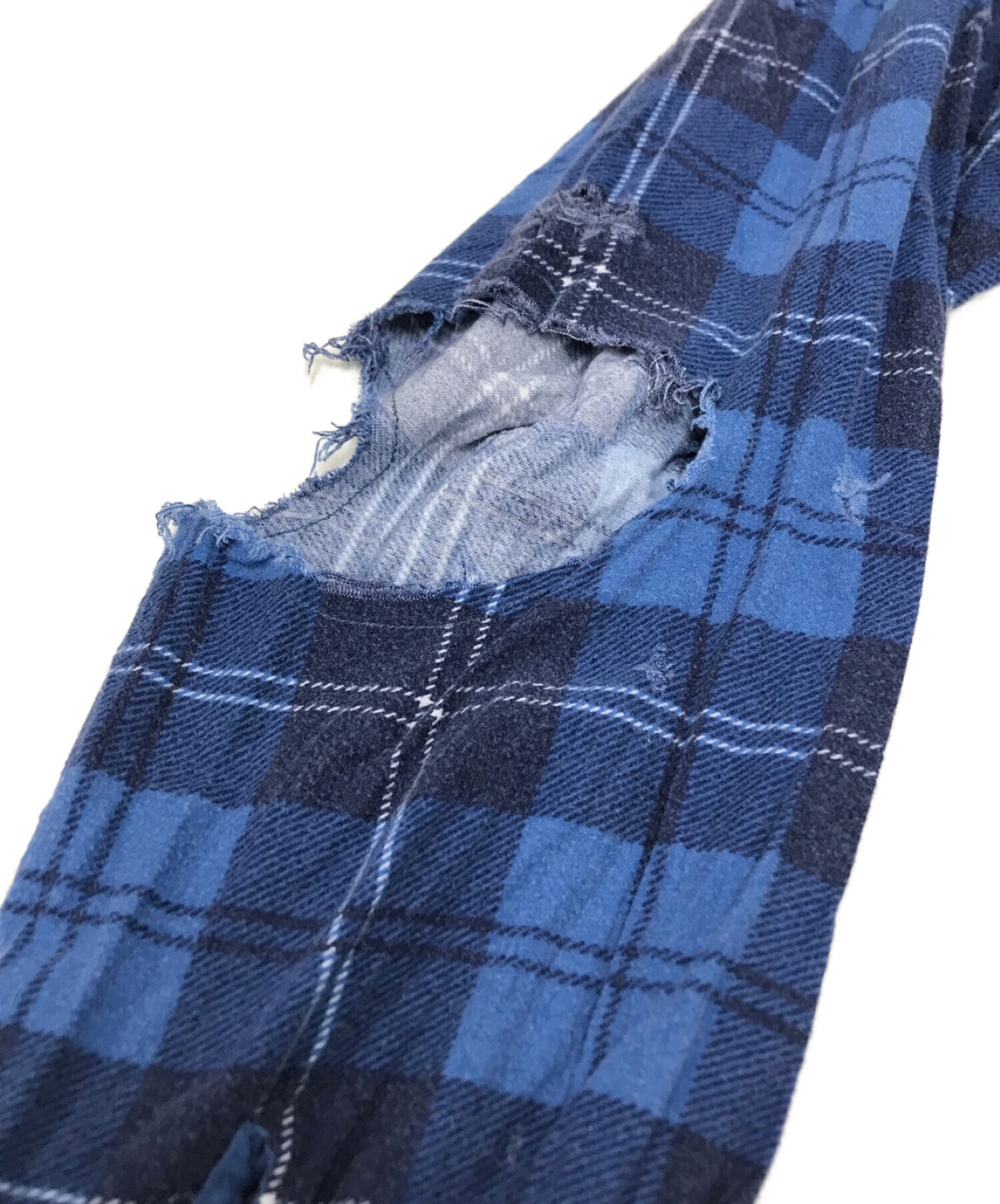 UNUSED (アンユーズド) damage check nel shirt ネイビー サイズ:4