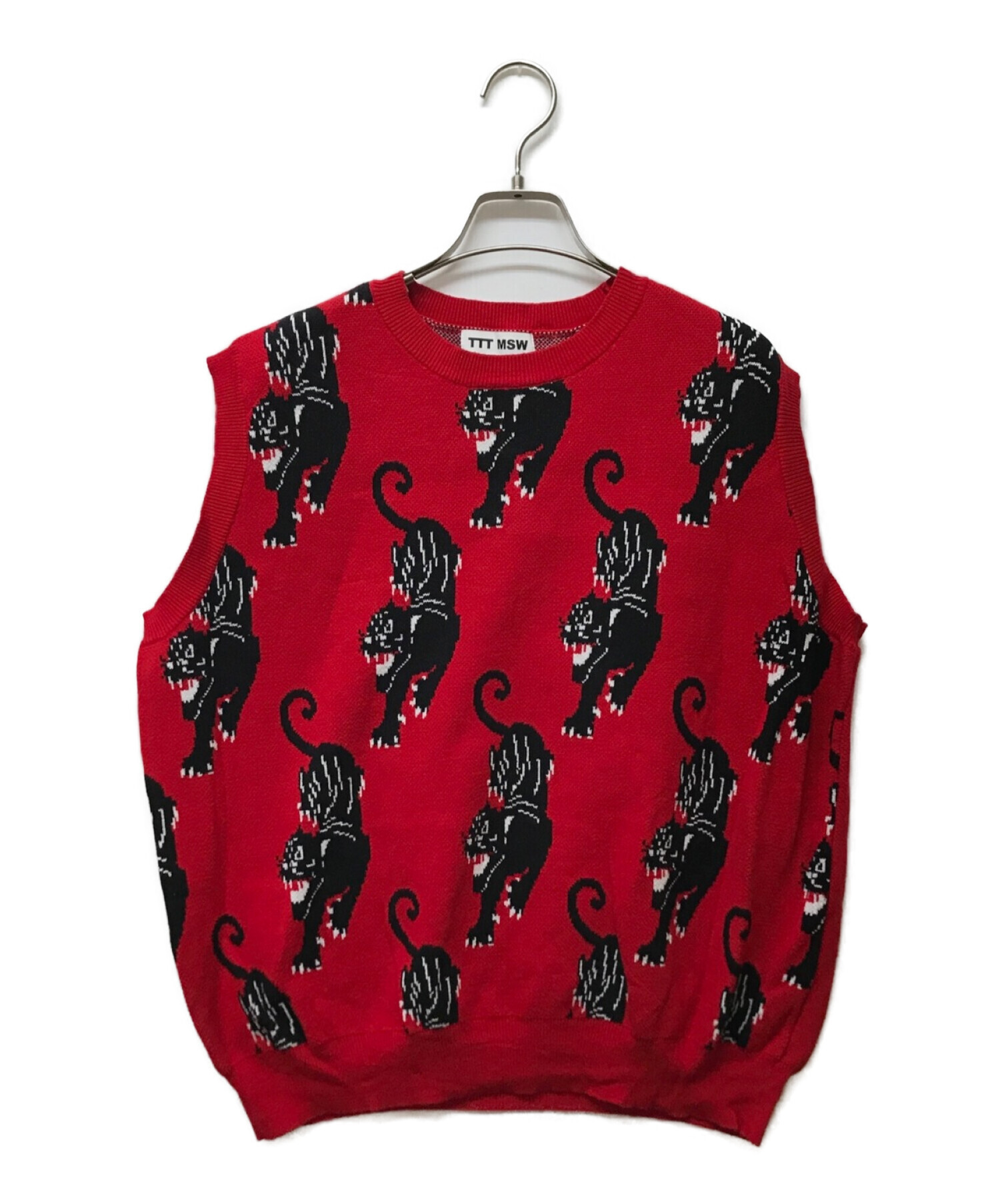 TTT MSW (ティーモダンストリートウェア) Panther Knit Vest レッド サイズ:M