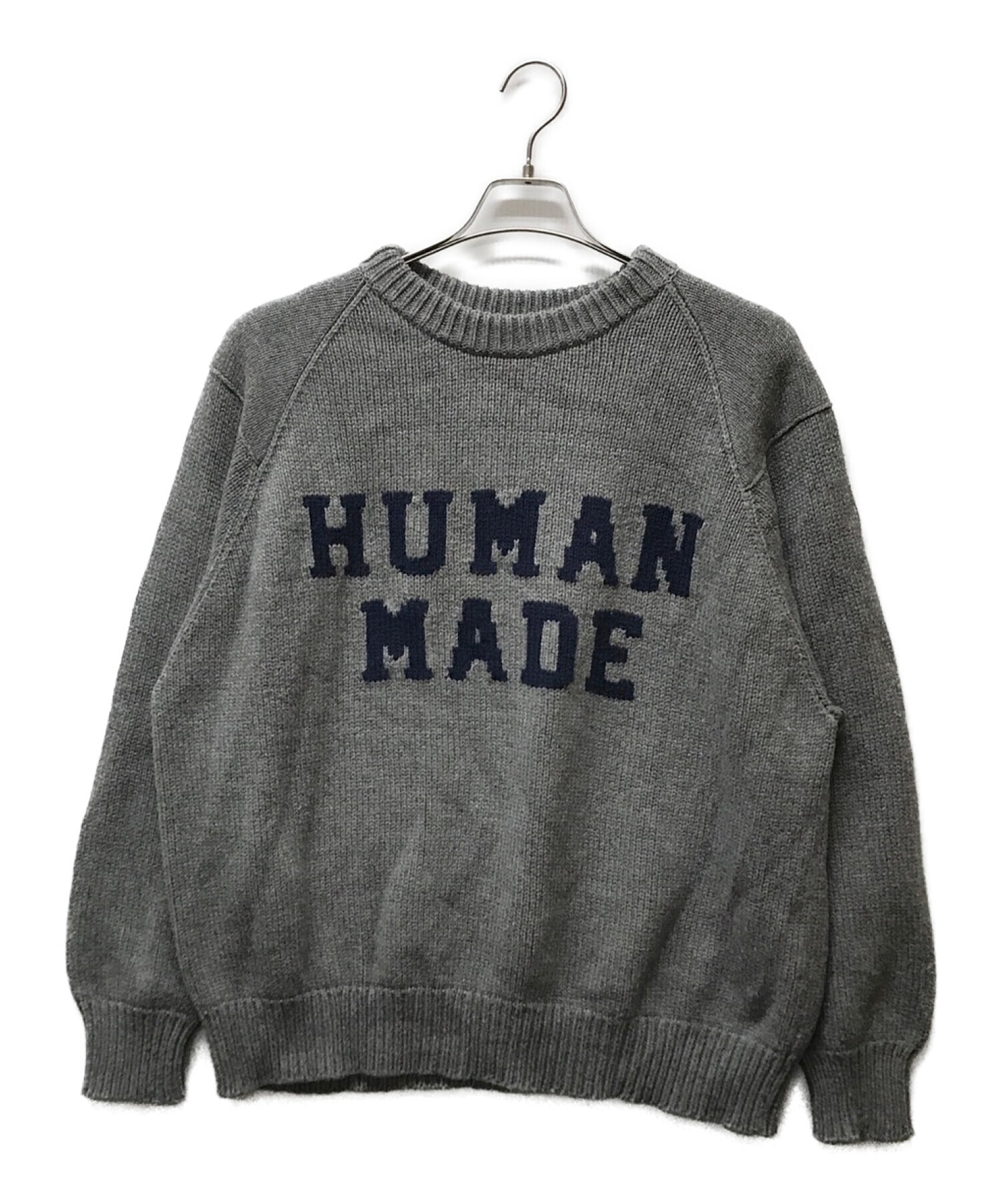 HUMAN MADE (ヒューマンメイド) DRY ALLSタイガーロゴ ニット セーター グレー サイズ:L