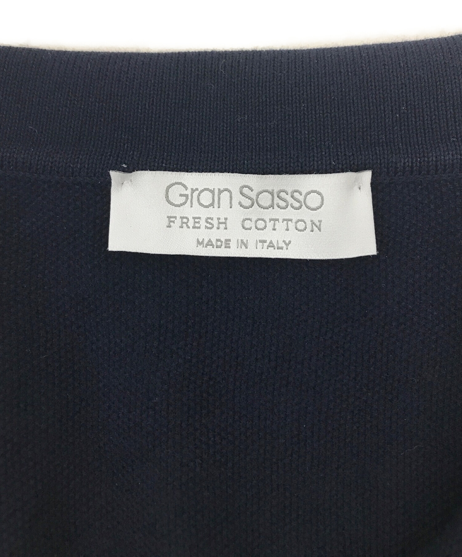 【新品アウトレット】グランサッソ GRAN SASSO コットン 半袖 花柄 ポロシャツ ネイビー【サイズ50】【メンズ】