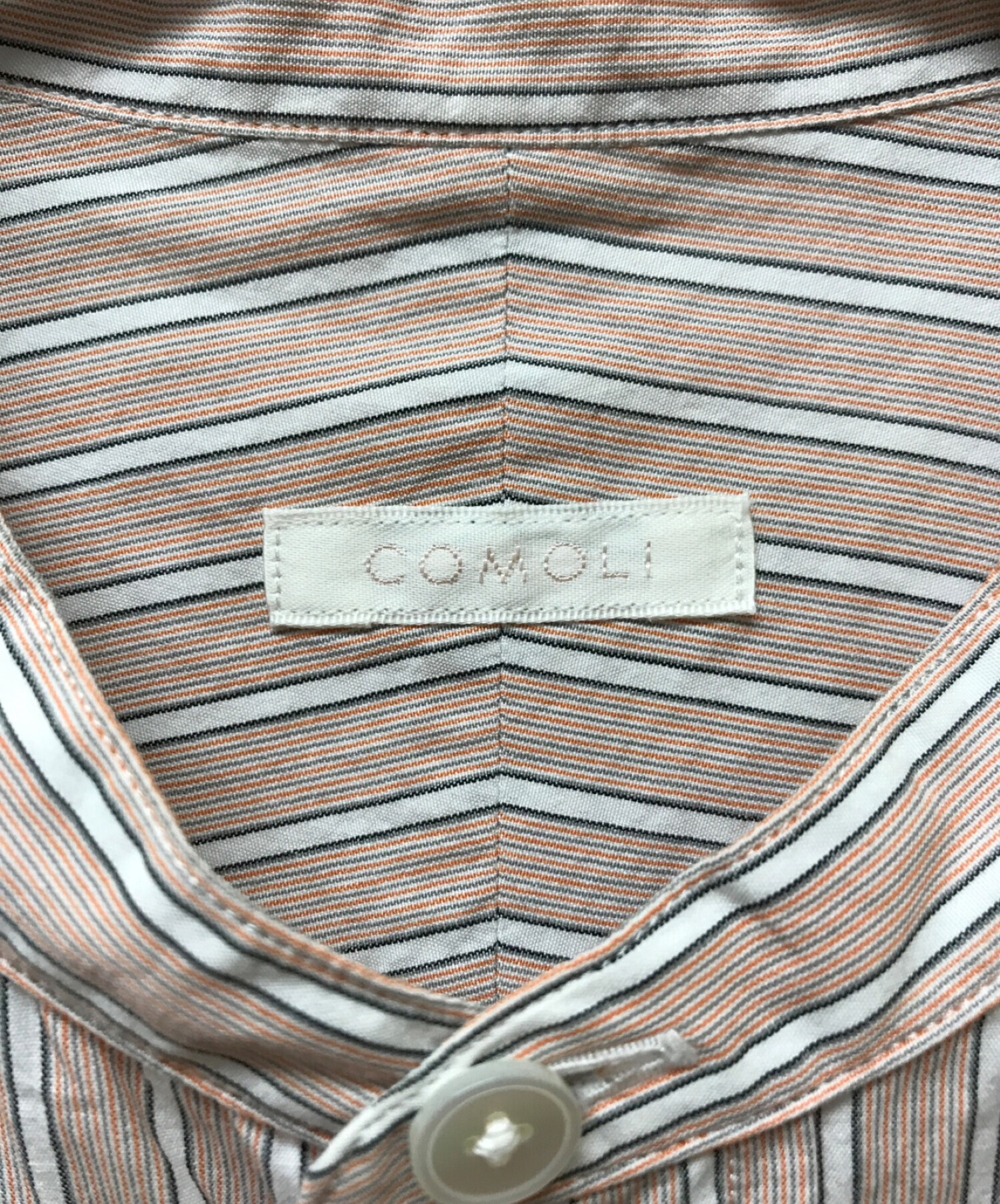 中古・古着通販】COMOLI (コモリ) ストライプバンドカラーシャツ