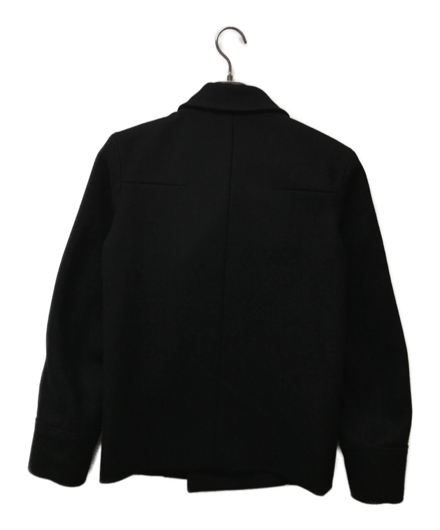 美品 ディオールオム DIOR HOMME コート ロングコート エポレット 無地 ロゴボタン ウール アウター メンズ 42(XXS相当) ブラック実寸サイズ着丈