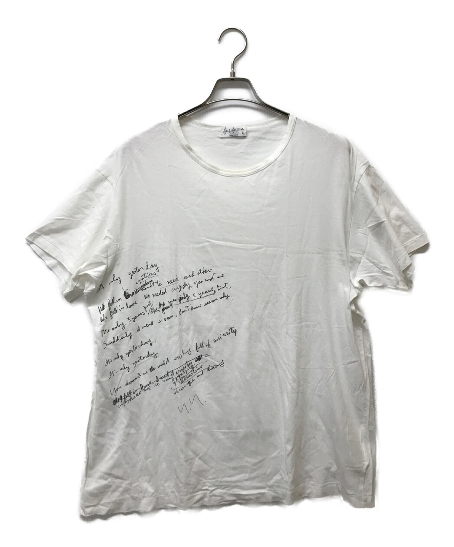 Yohji Yamamoto pour homme (ヨウジヤマモト プールオム) カルティマ天竺リリックプリントTシャツ ホワイト サイズ:3
