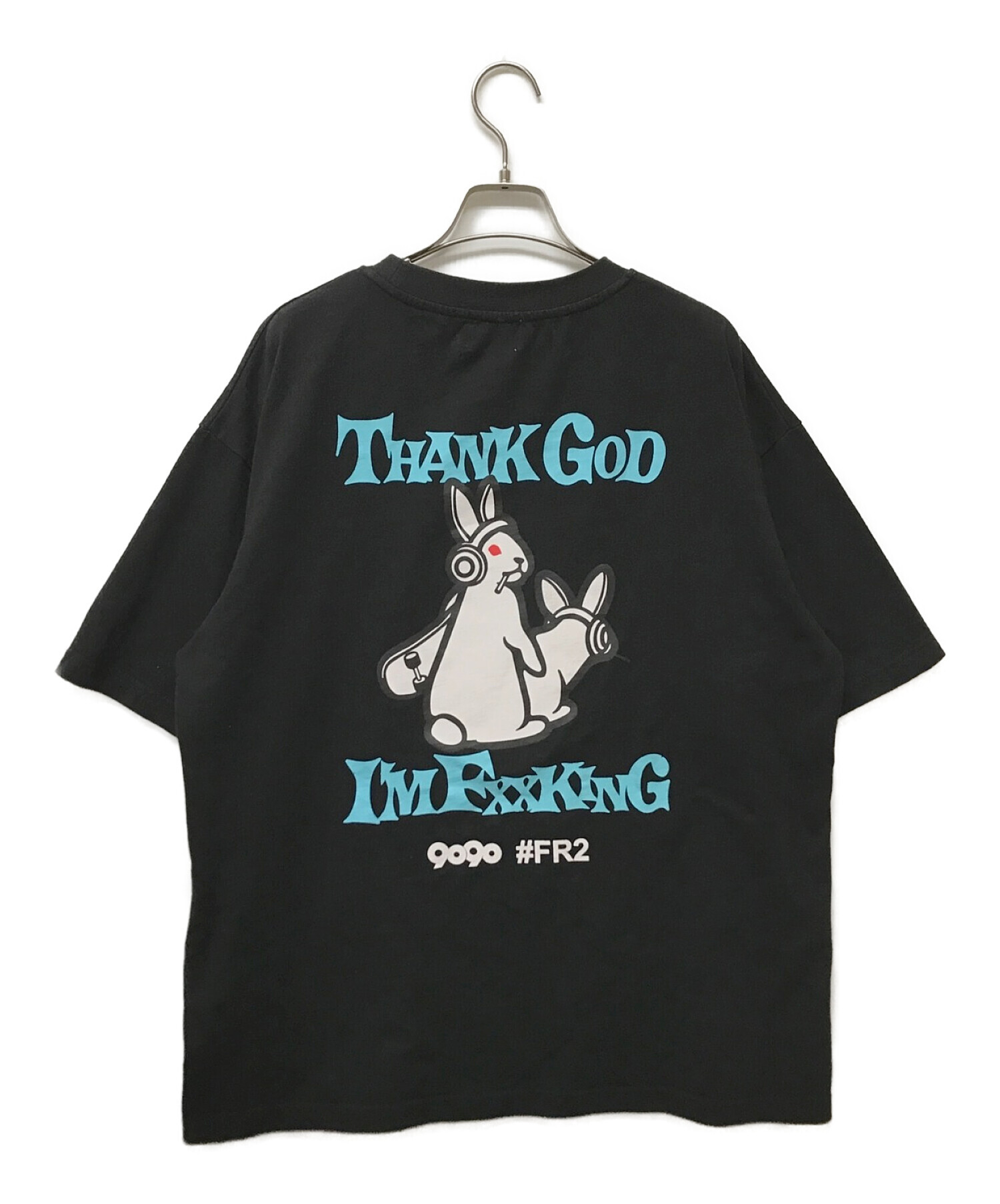 9090 (9090) FR2 (エフアールツー) ロゴプリントTシャツ ブラック サイズ:XL