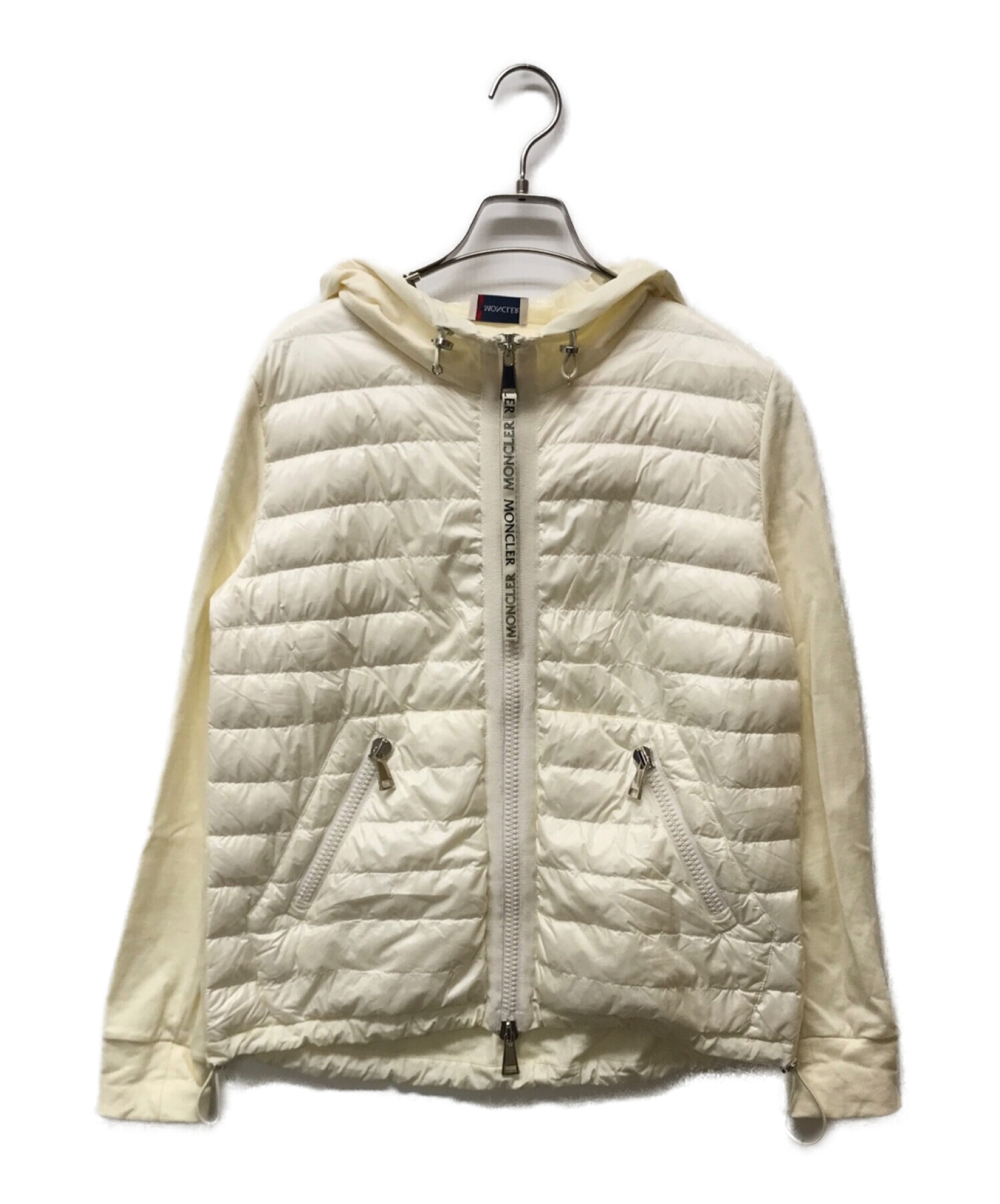 中古・古着通販】MONCLER (モンクレール) ナイロン/コットン切替 フーディダウン ホワイト サイズ:M｜ブランド・古着通販  トレファク公式【TREFAC FASHION】スマホサイト