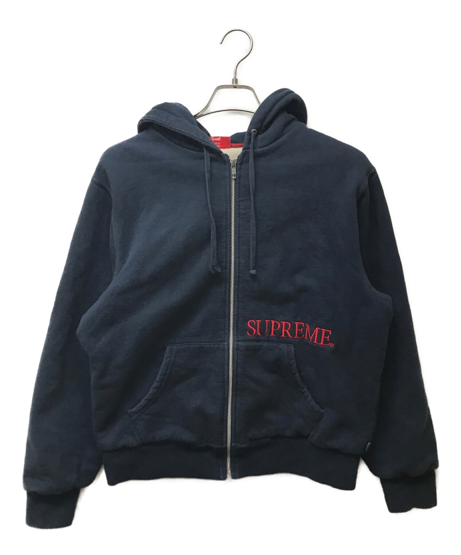 Supreme (シュプリーム) Thermal Zip Up Hooded Sweatshirt ネイビー サイズ:S