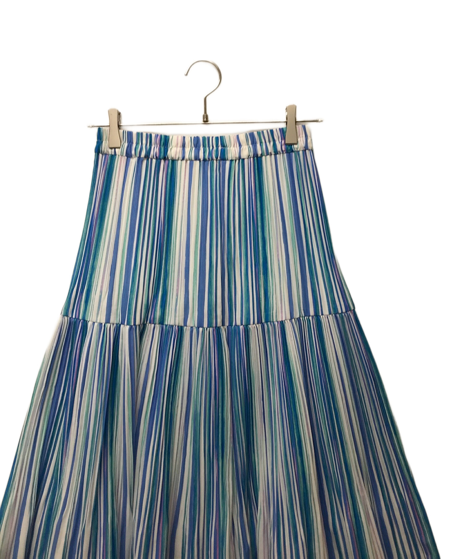 allureville (アルアバイル) マルチストライププリーツスカート ブルー サイズ:M 未使用品